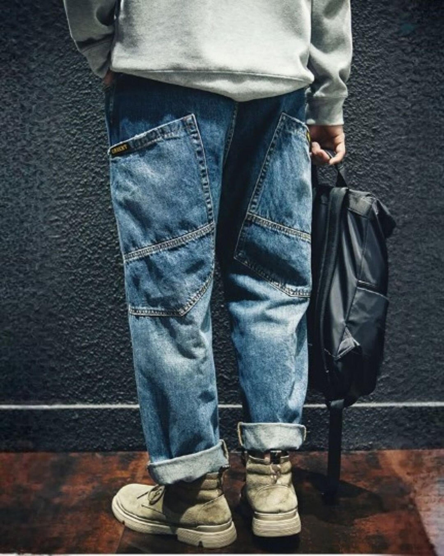 patch pocket wide denim pants 2color 【ACT0016】