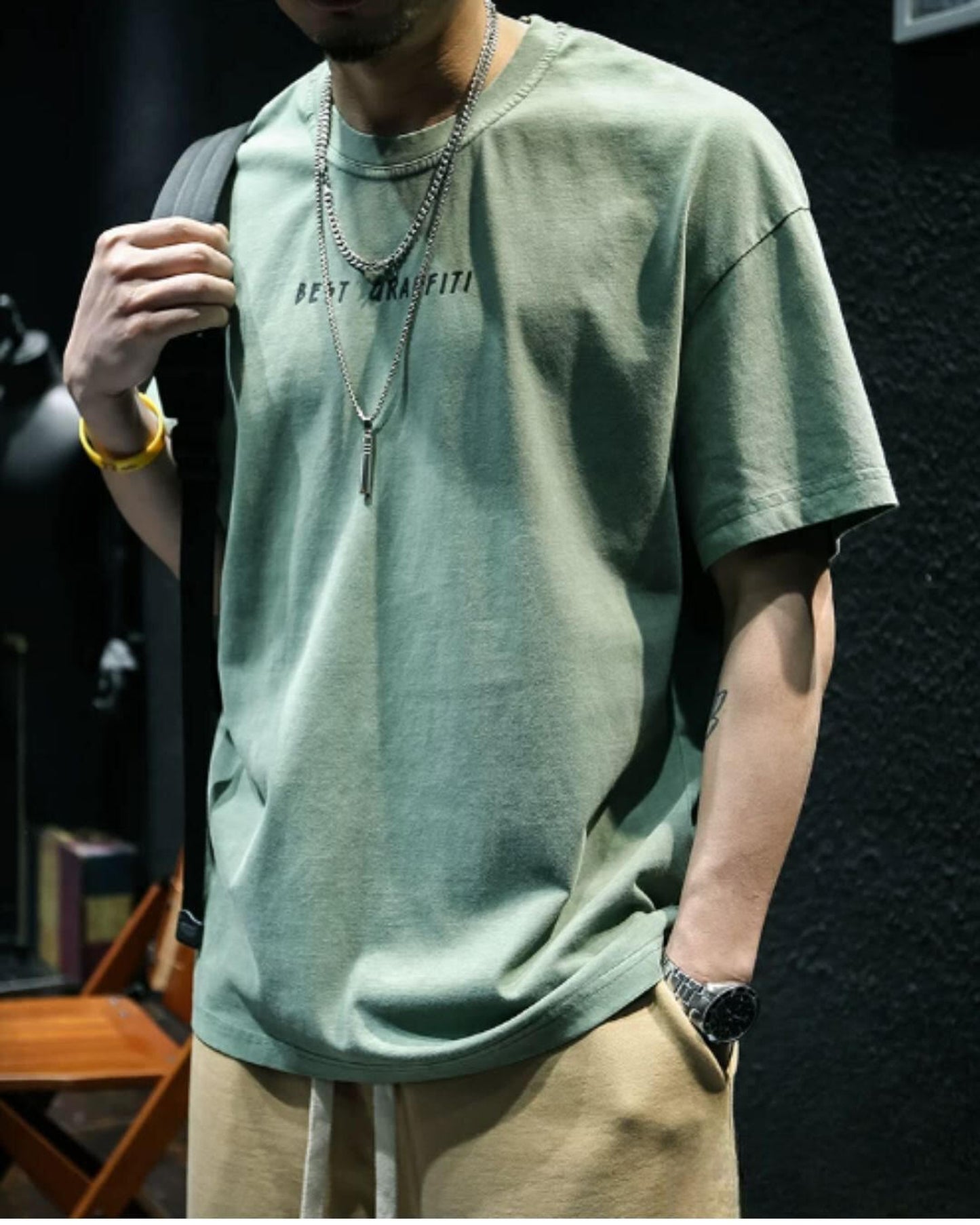 drop shoulder oversized t-shirt 2color 【ACT0029】