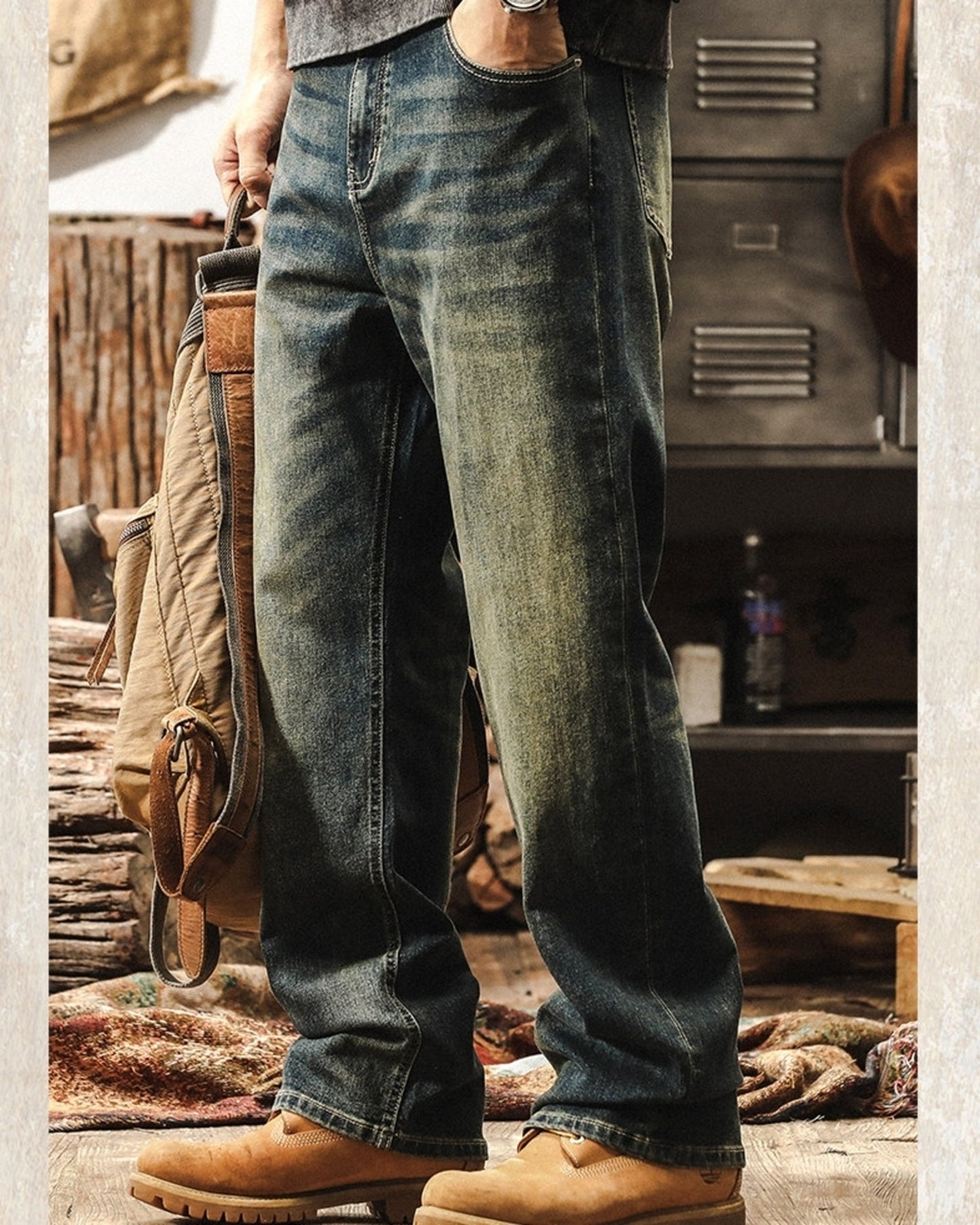 classic damage wash straight denim pants 3colors 【ACT0194】