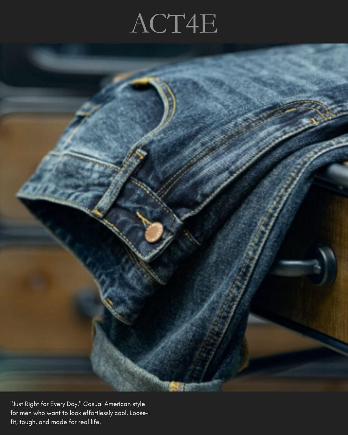 wide straight denim pants 【ACT0012】