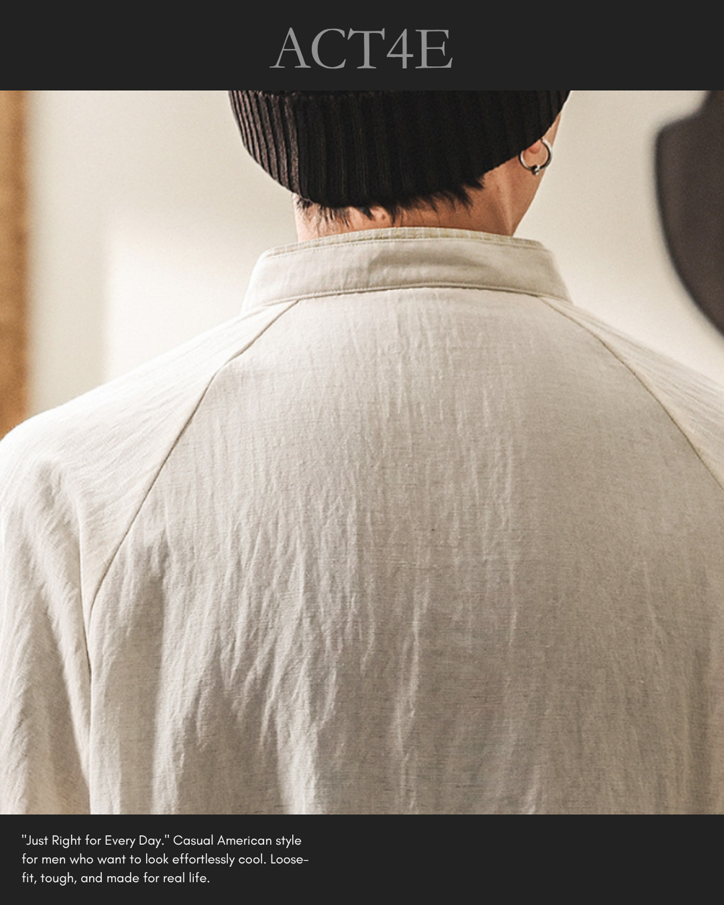 band collar henley neck short sleeve shirt 2color 【ACT0166】