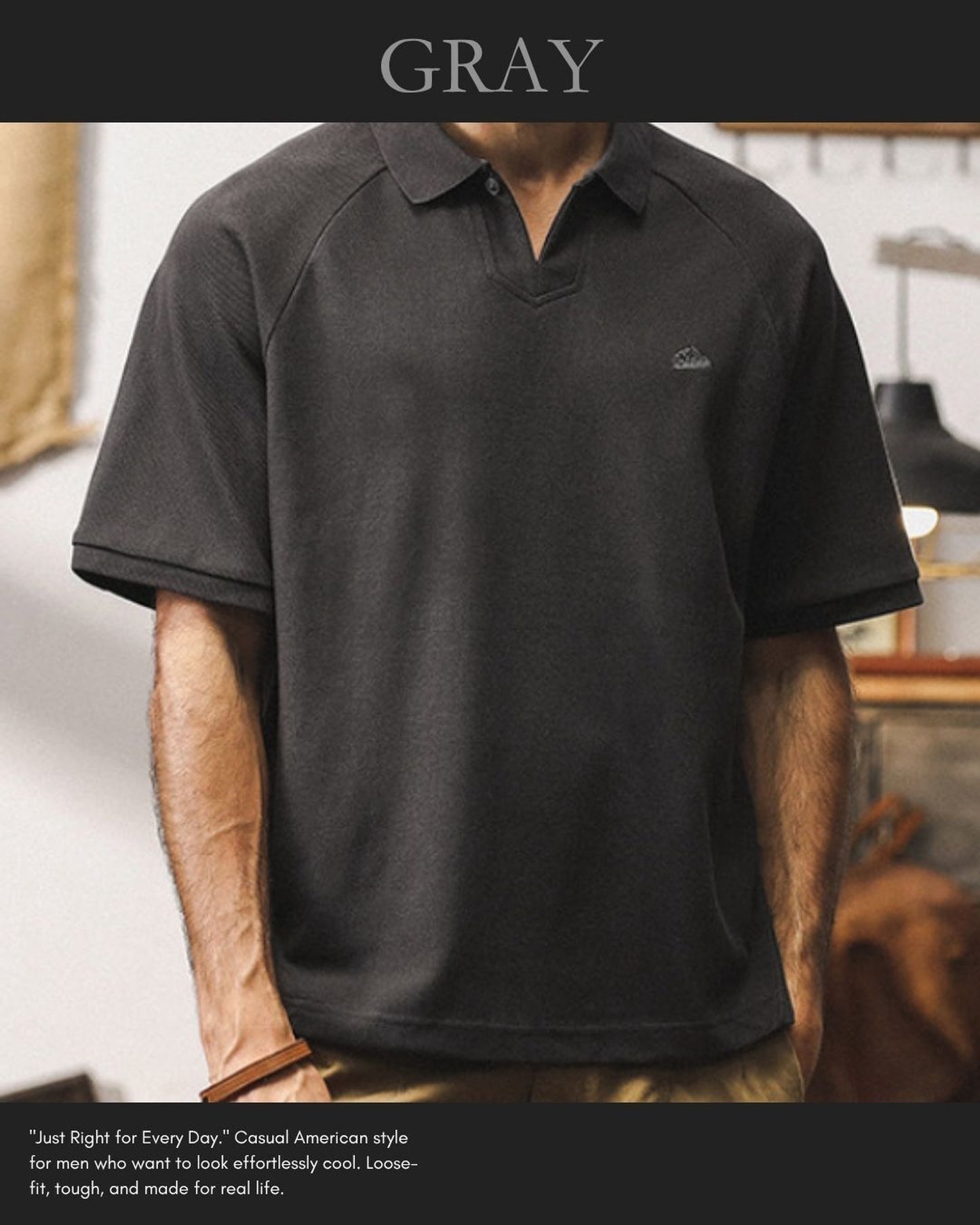 heavy weight pique loose short sleeve polo shirt 3color 【ACT0230】