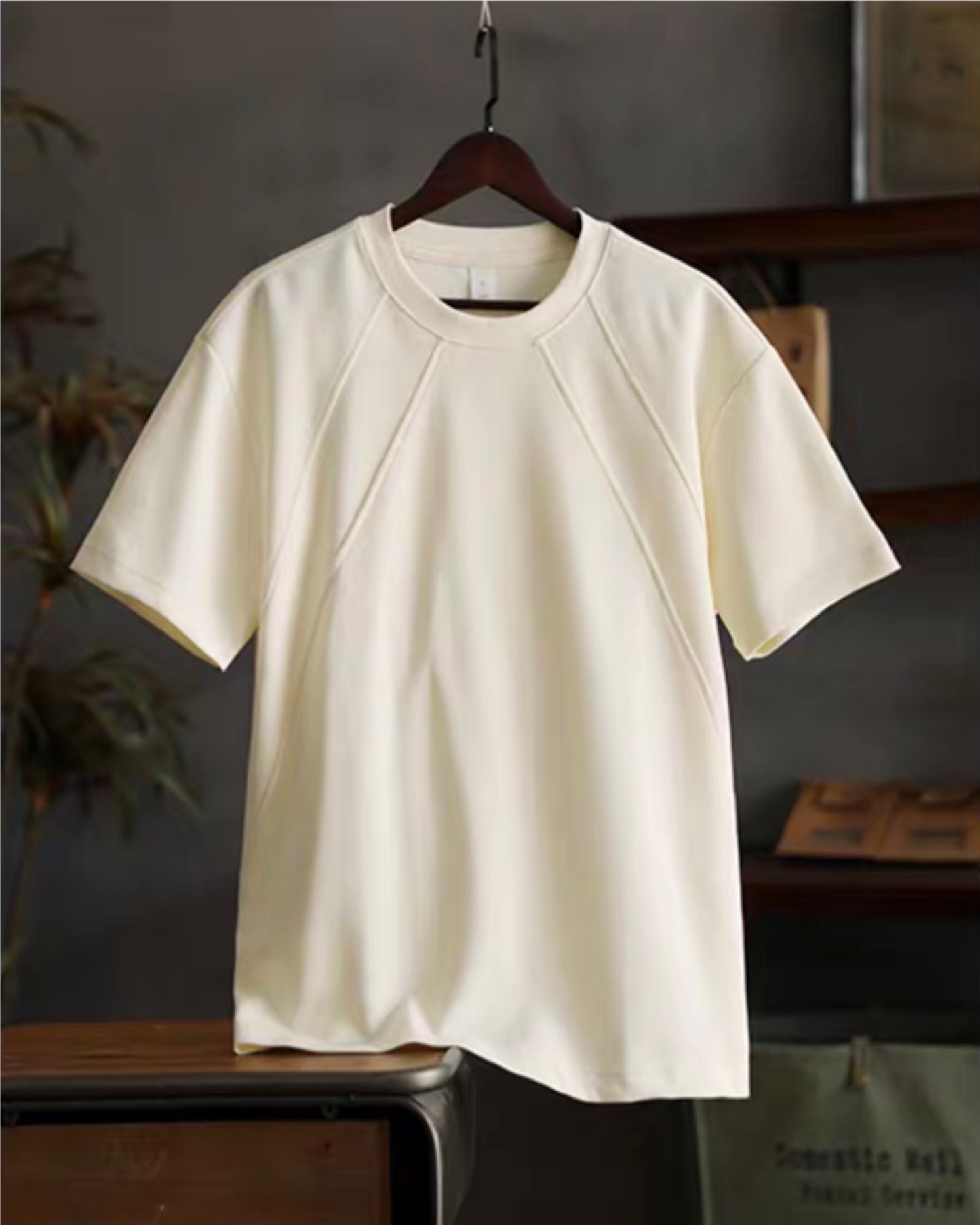 Loose-fit panel stitched t-shirt 2color 【ACT0060】
