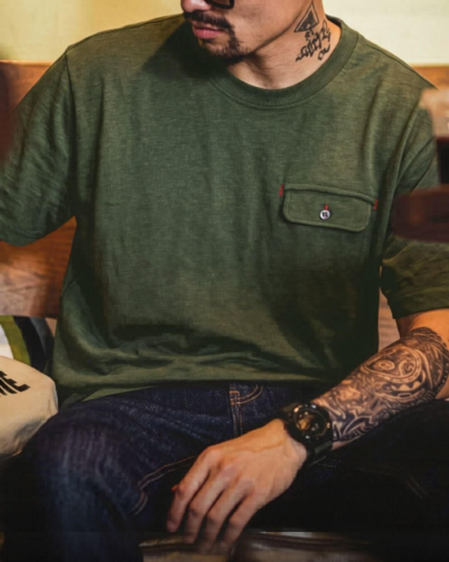 chest pocket button t-shirt 【ACT0039】
