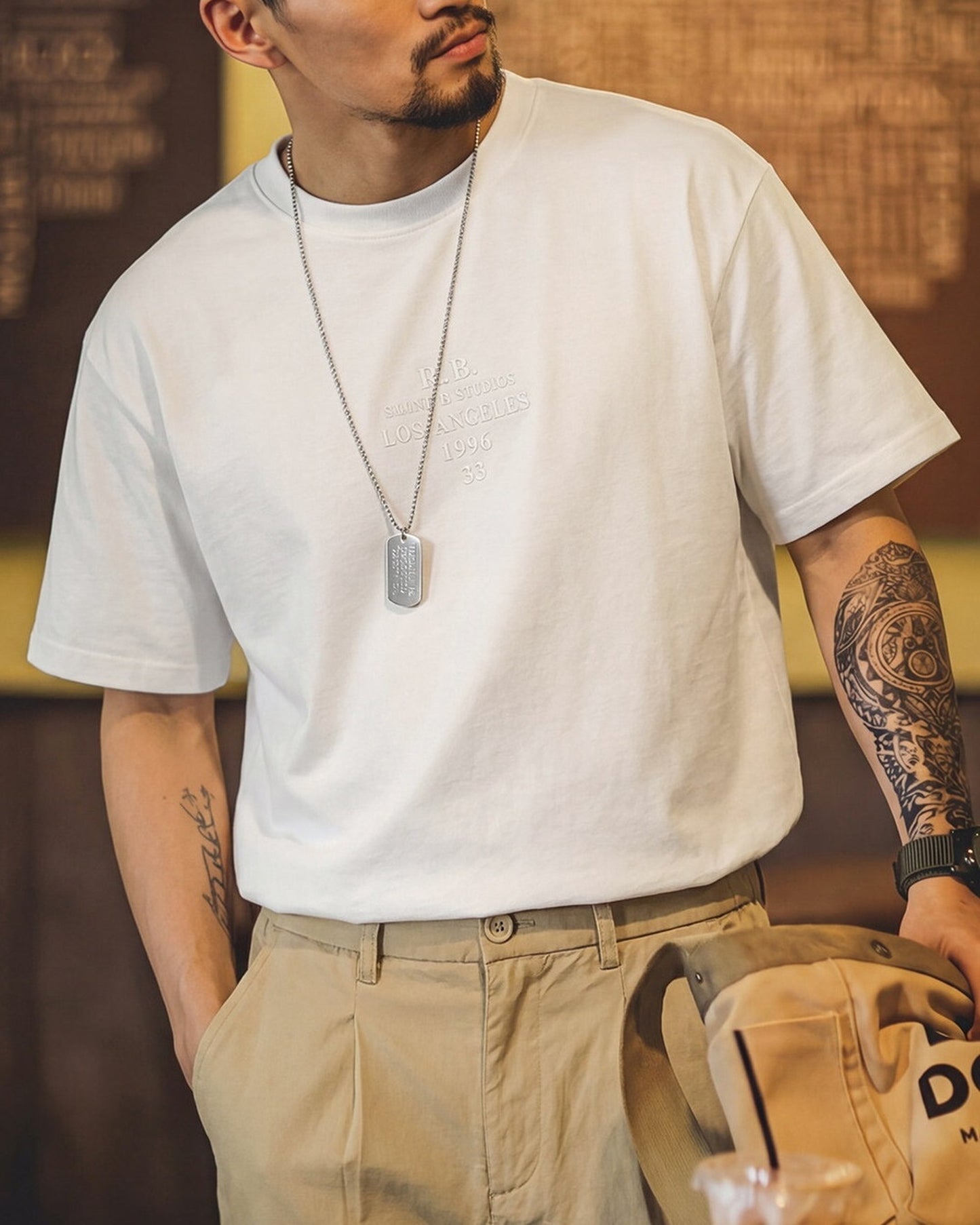 Embroidered Relaxed Lettering Casual T-Shirt 2color 【ACT0119】