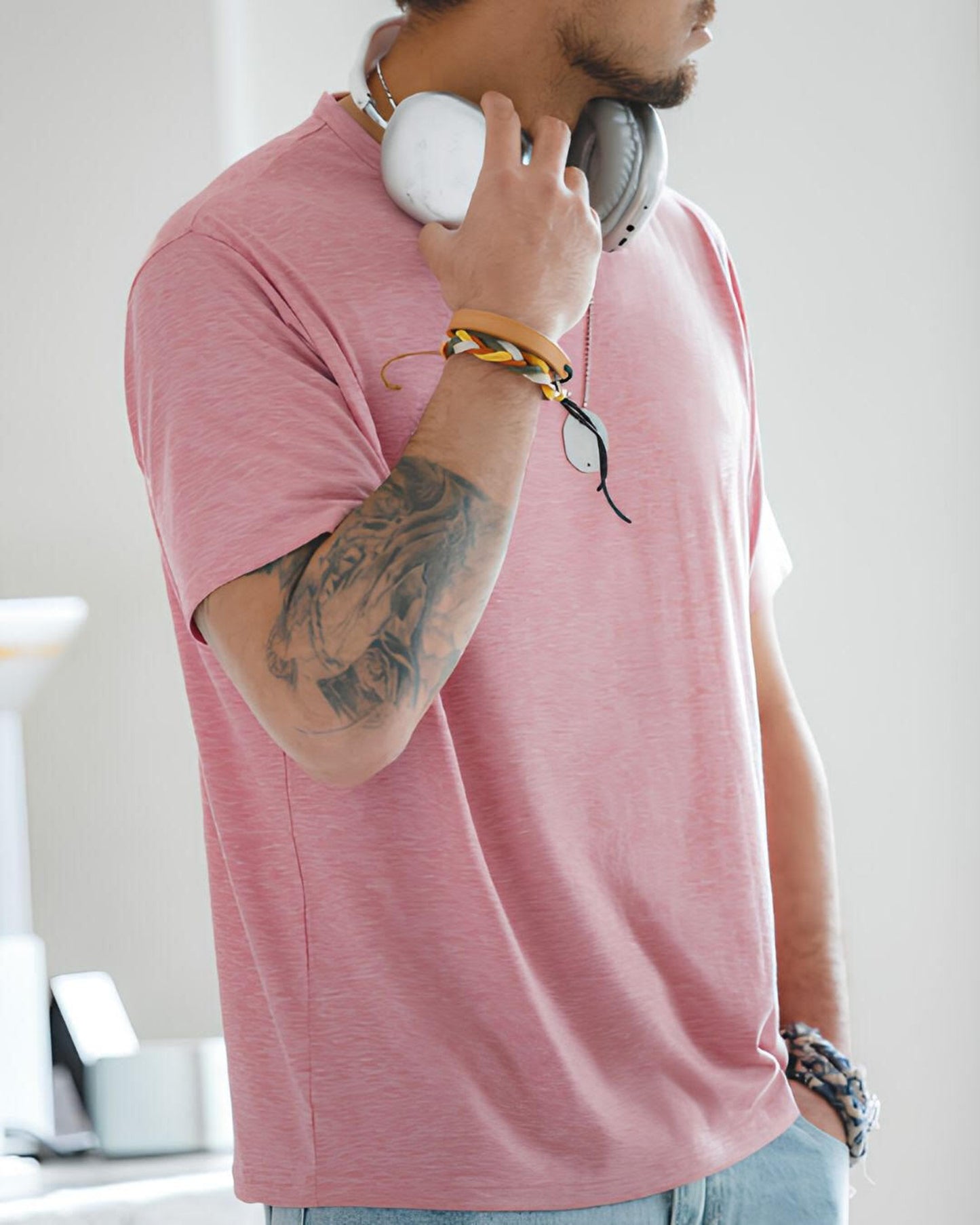 round neck short sleeve t-shirt 4color 【ACT0046】