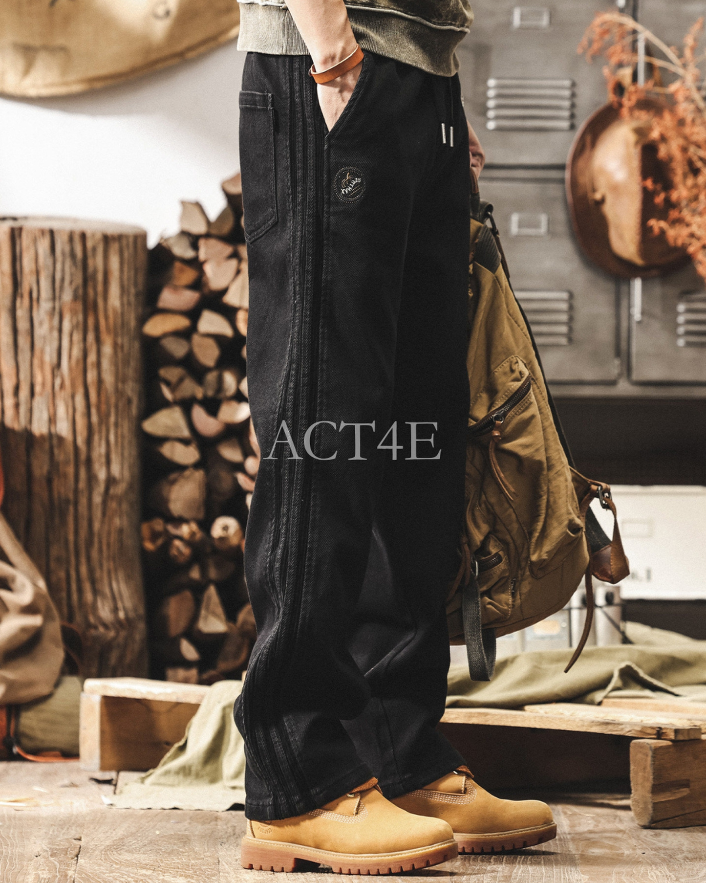 side stripe straight denim pants 3colors 【ACT0176】