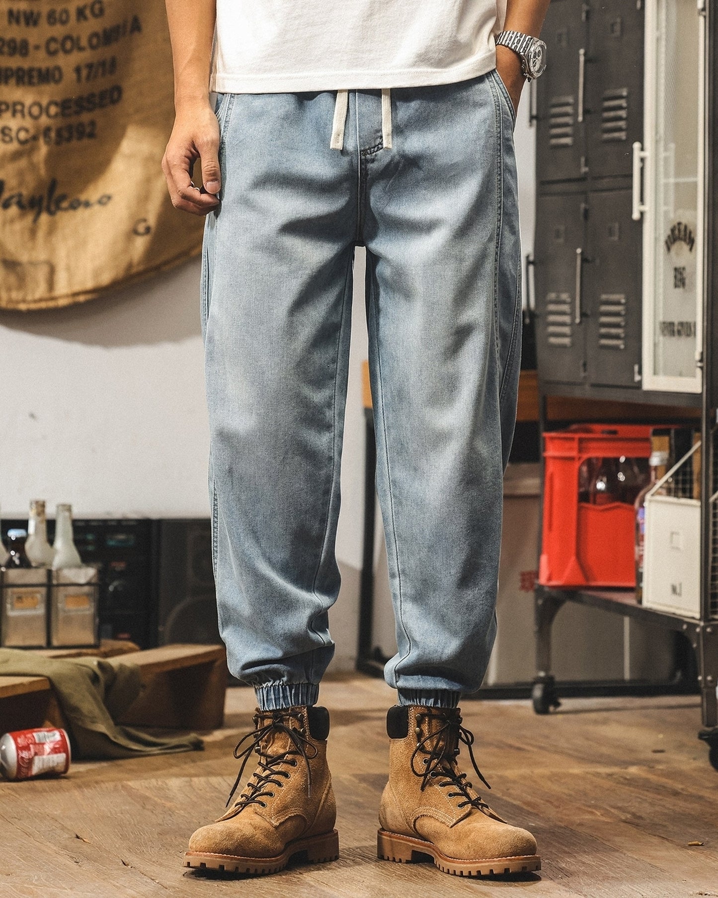 loose drawstring jogger denim pants 2colors 【ACT0188】