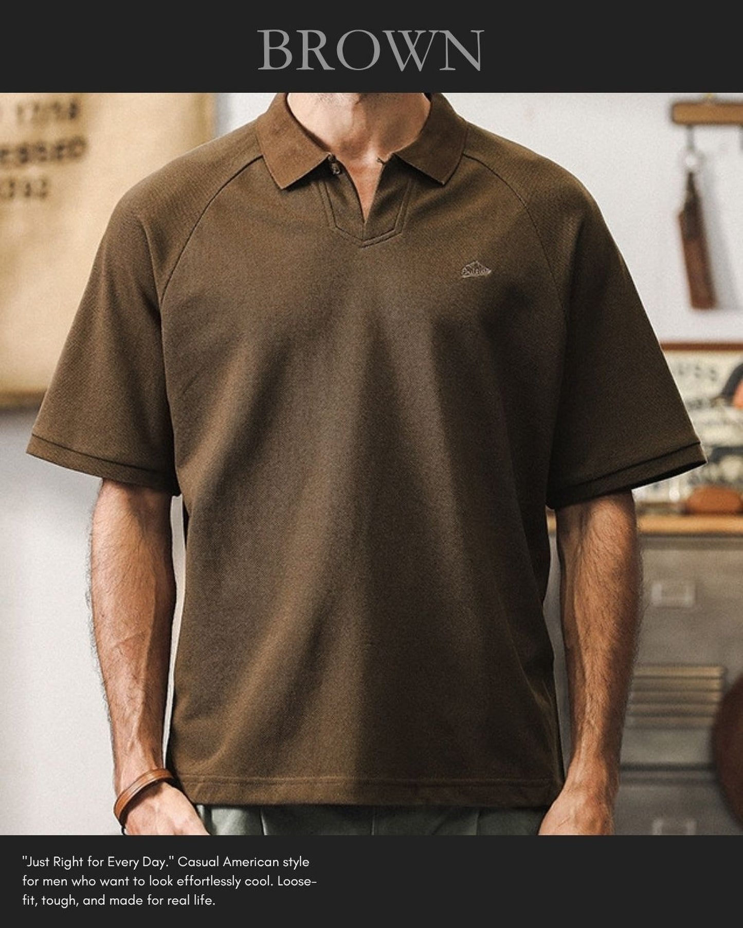 heavy weight pique loose short sleeve polo shirt 3color 【ACT0230】