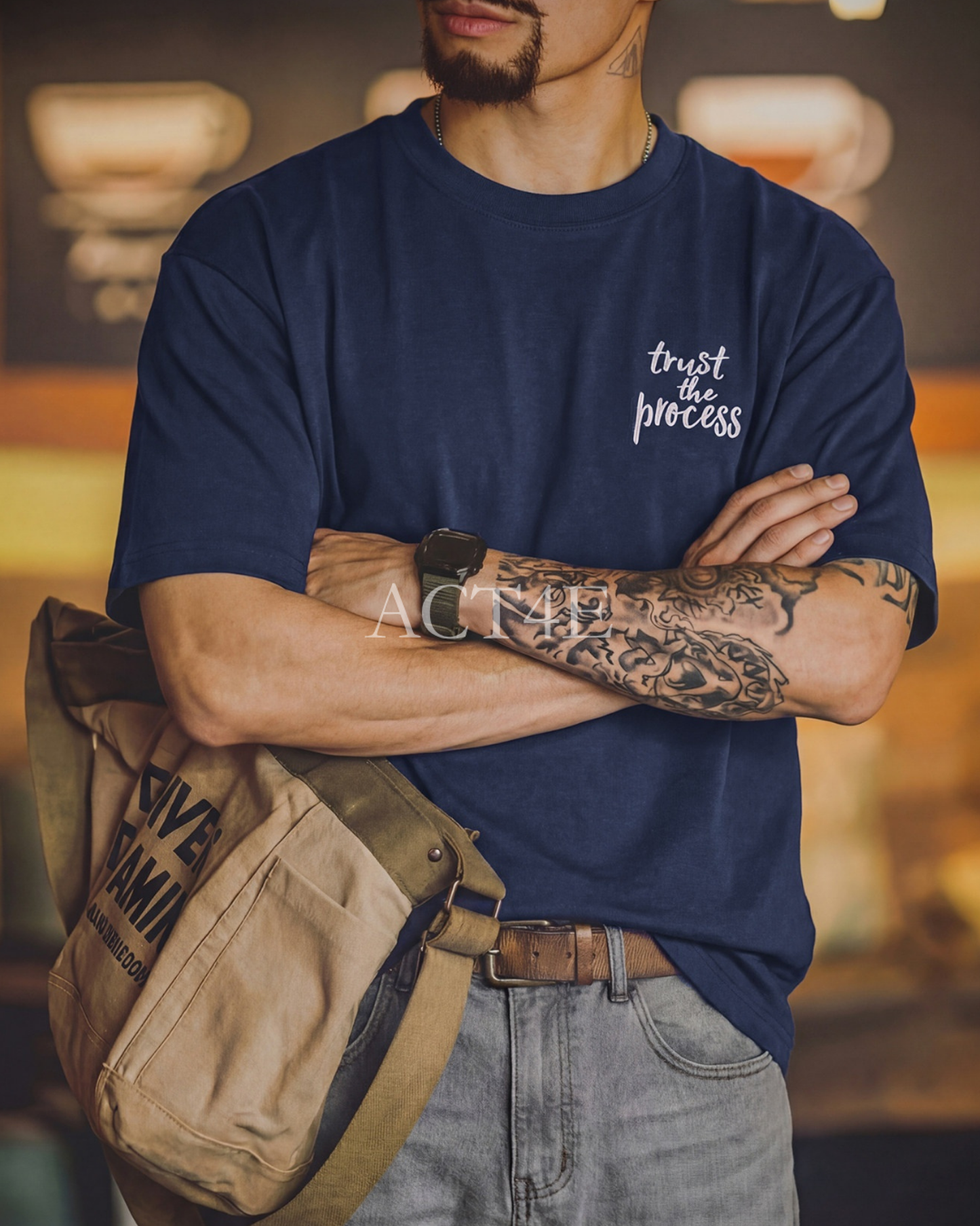 Casual Script Graphic Printed Relaxed T-Shirt 2color 【ACT0118】