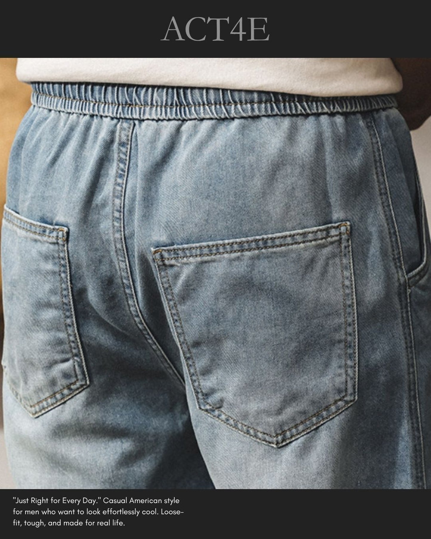 loose drawstring jogger denim pants 2colors 【ACT0188】