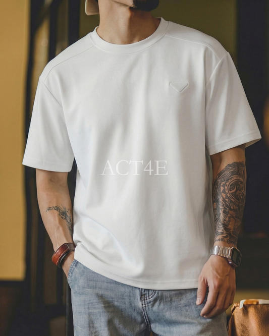 Embossed triangle logo casual t-shirt 2color 【ACT0067】