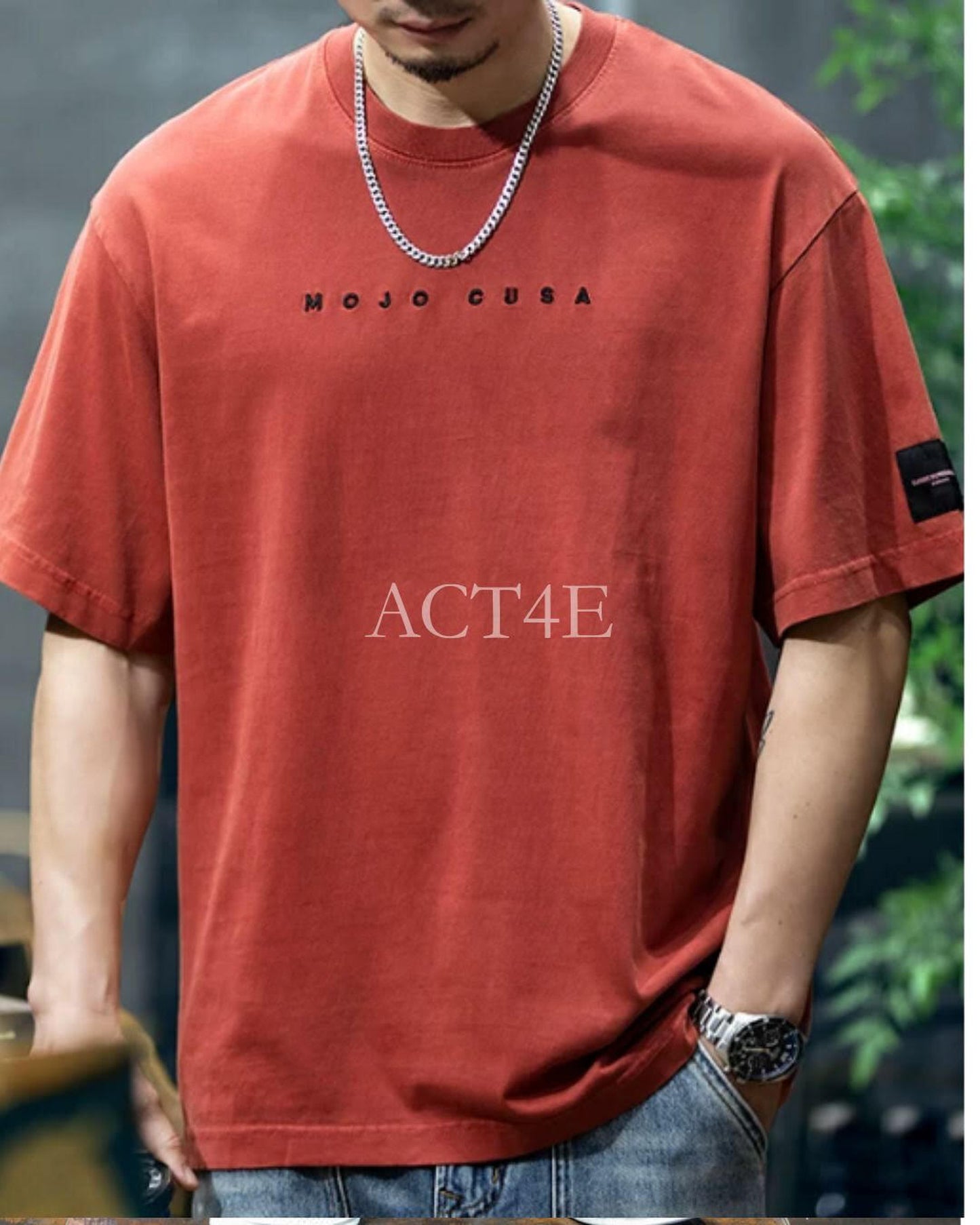 crew neck logo print t-shirt 2color 【ACT0033】