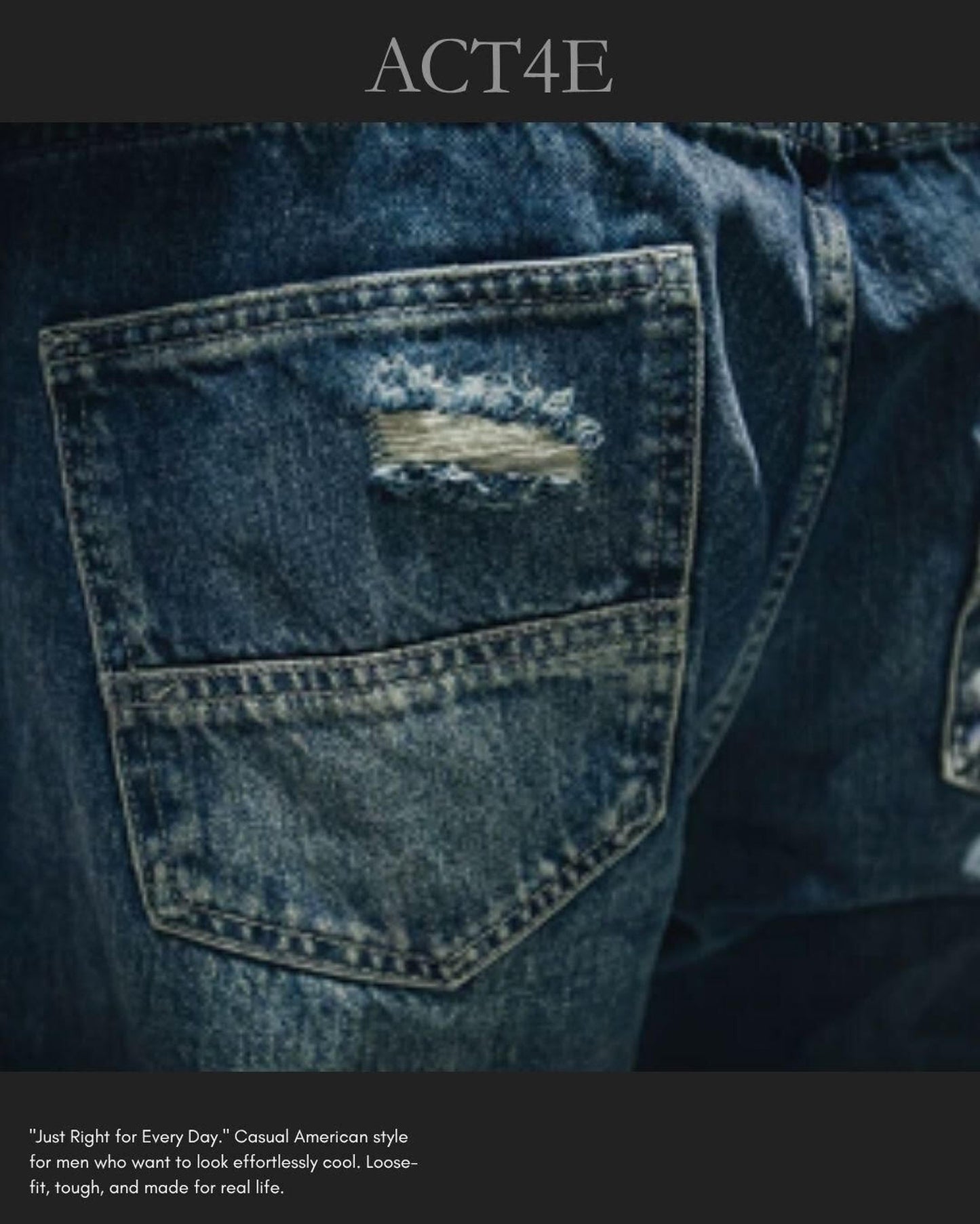 damage straight wide denim pants 【ACT0015】
