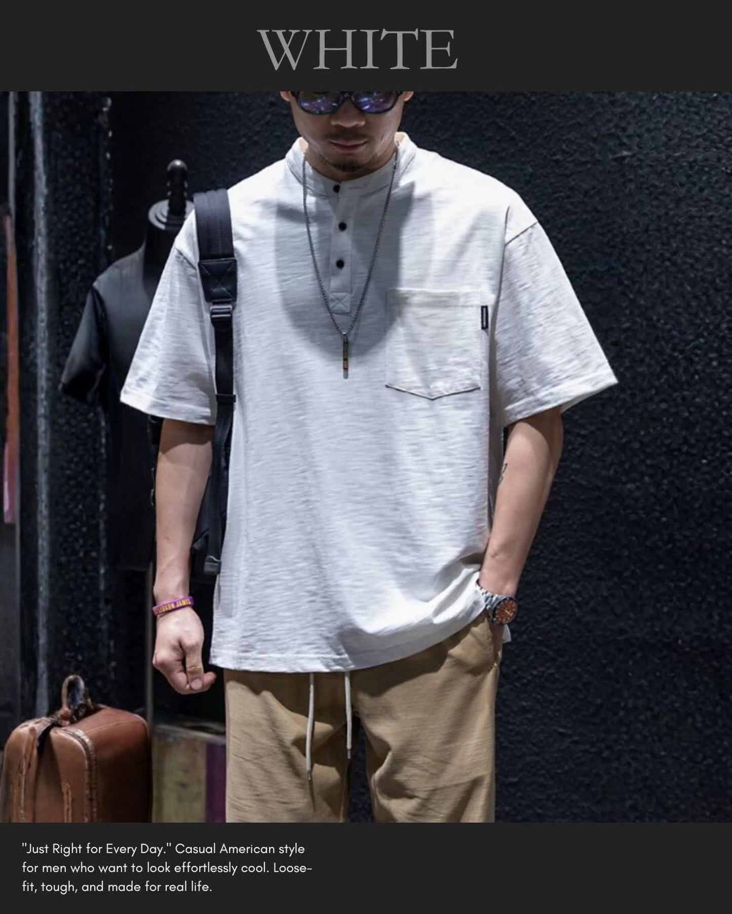 button front patch pocket short sleeve t-shirt 2color 【ACT0048】