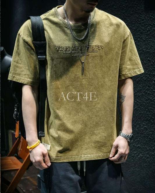 embroidered logo short sleeve oversized t-shirt 2color 【ACT0050】