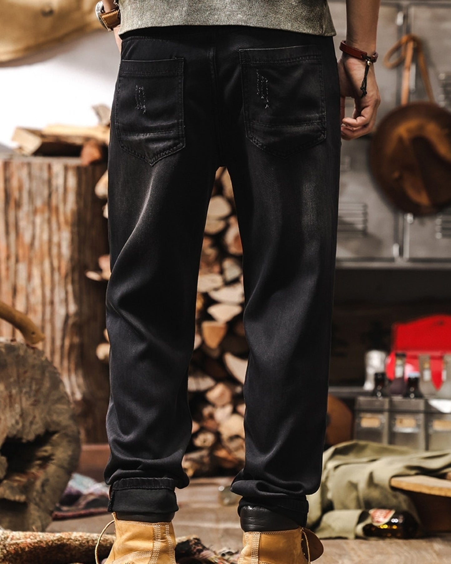 vintage tencel relaxed straight denim pants 2color 【ACT0180】