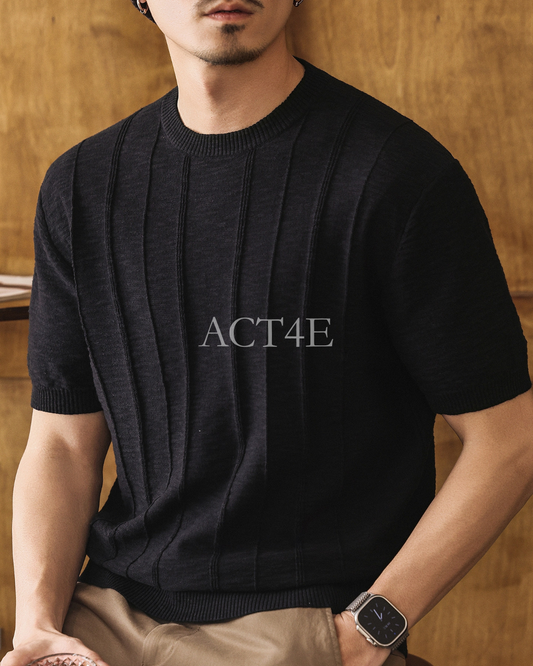 vertical stripe linen blend knit 4color 【ACT0168】