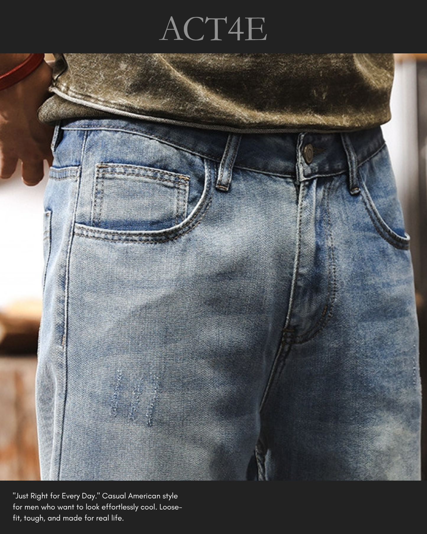 vintage tencel relaxed straight denim pants 2color 【ACT0180】