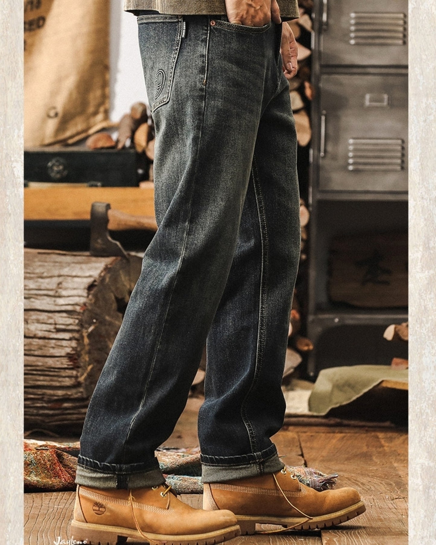 vintage relaxed straight denim pants 【ACT0200】