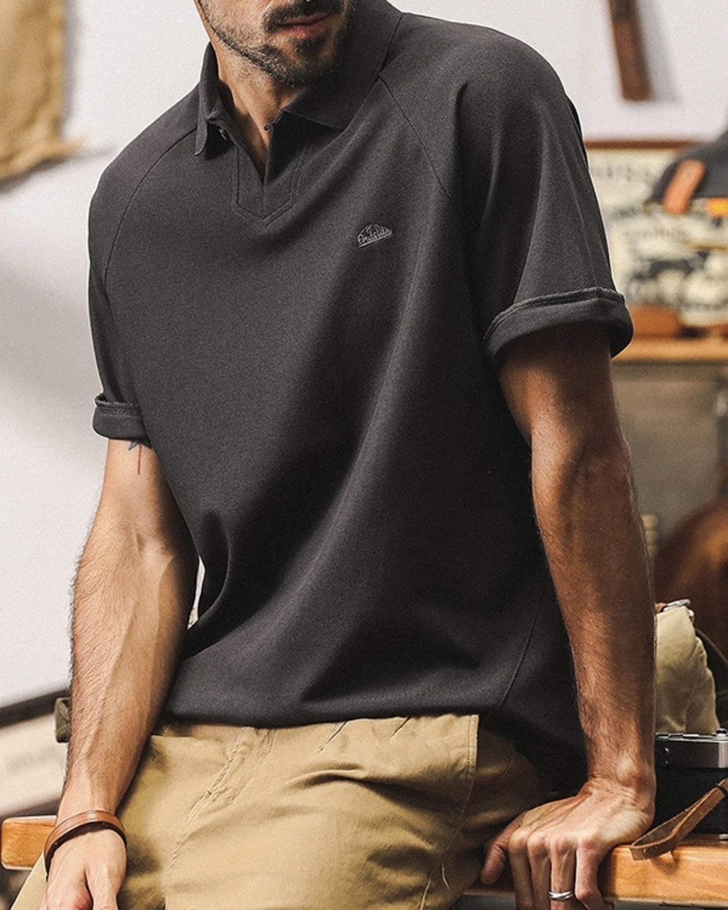 heavy weight pique loose short sleeve polo shirt 3color 【ACT0230】