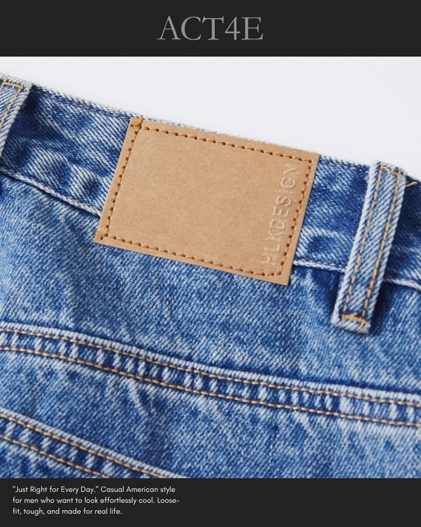 heavy weight loose straight denim pants 【ACT0211】