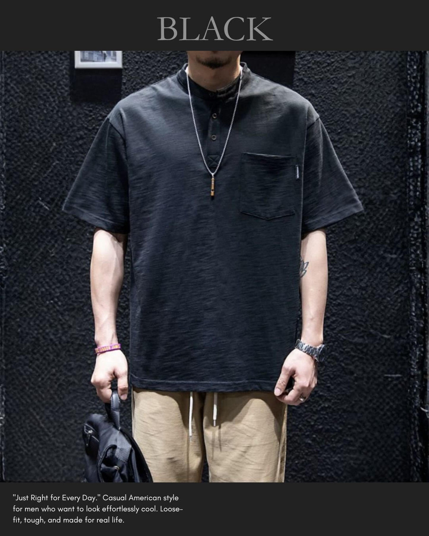 button front patch pocket short sleeve t-shirt 2color 【ACT0048】