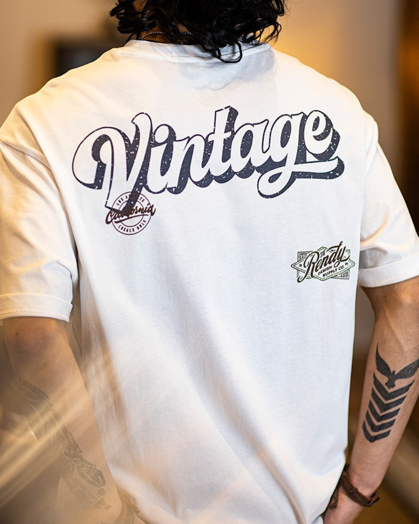 Vintage style graphic printed cotton t-shirt 3color 【ACT0066】