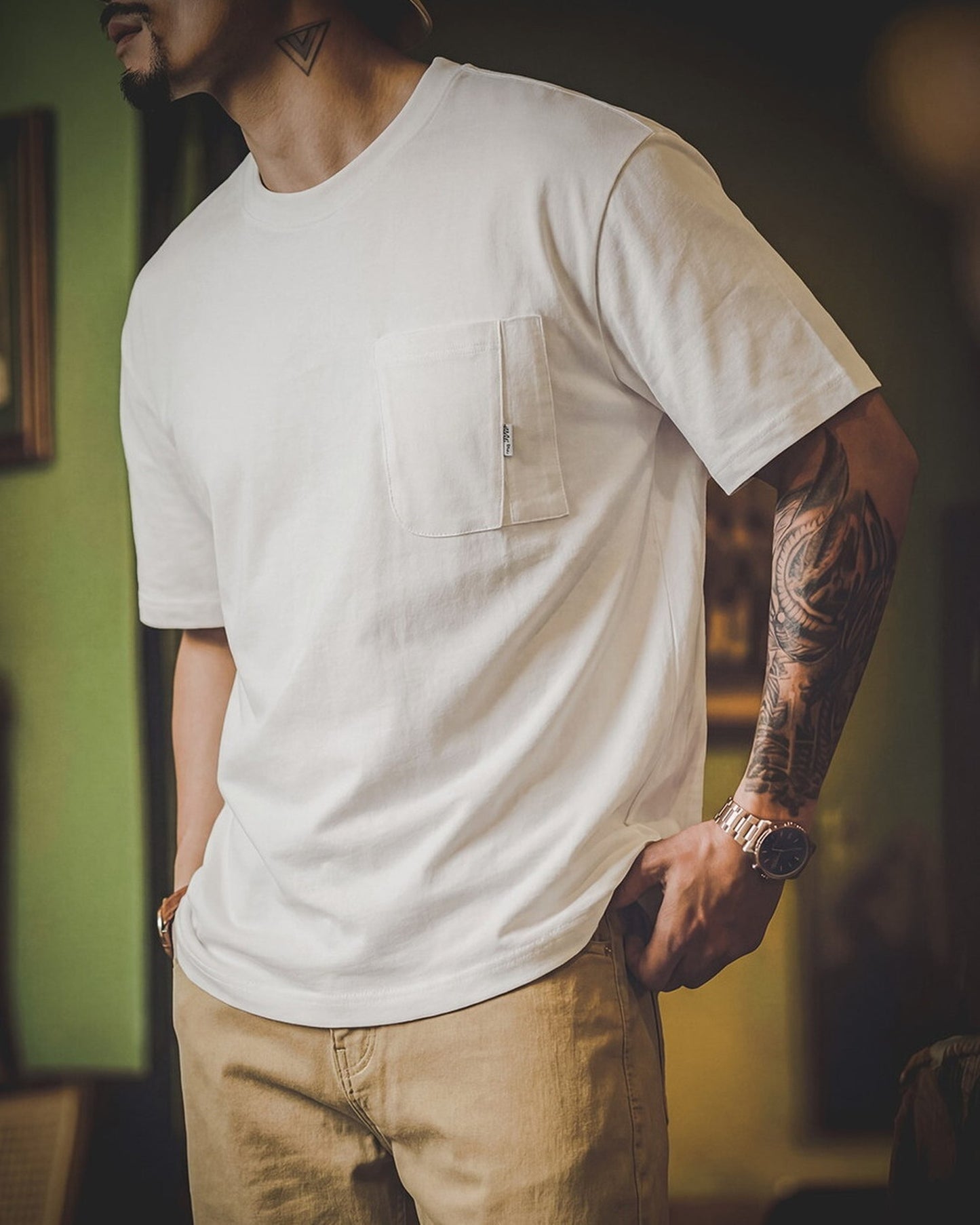 Relaxed Fit Heavyweight Cotton Pocket T-Shirt 2color 【ACT0110】