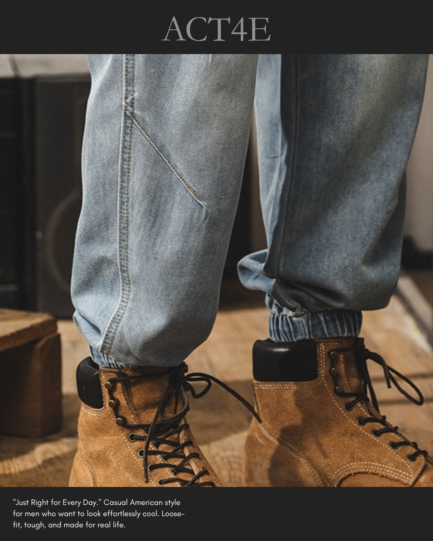 loose drawstring jogger denim pants 2color 【ACT0184】