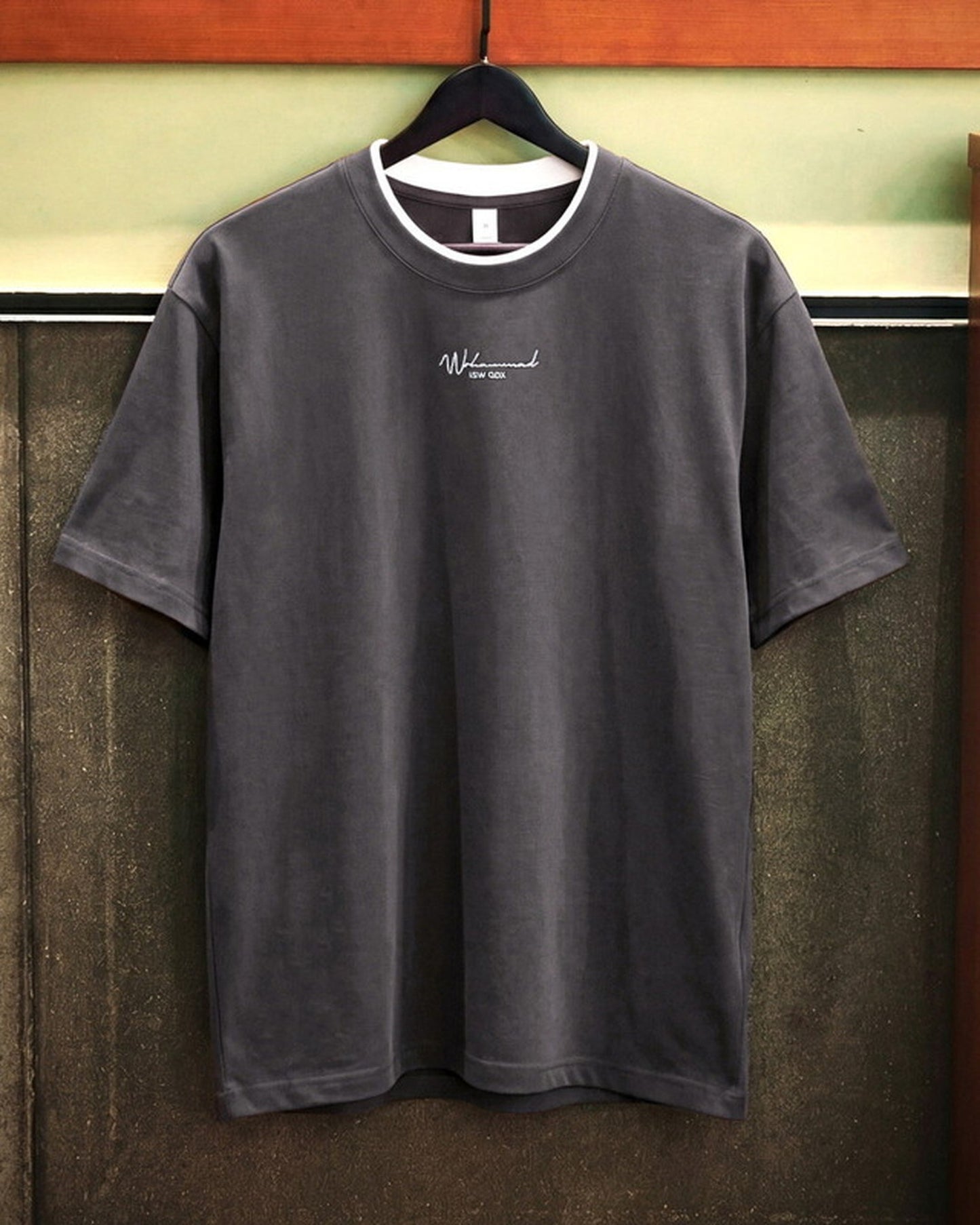 Minimalist Lettering-Embroidered Casual Relaxed T-Shirt 2color 【ACT0104】