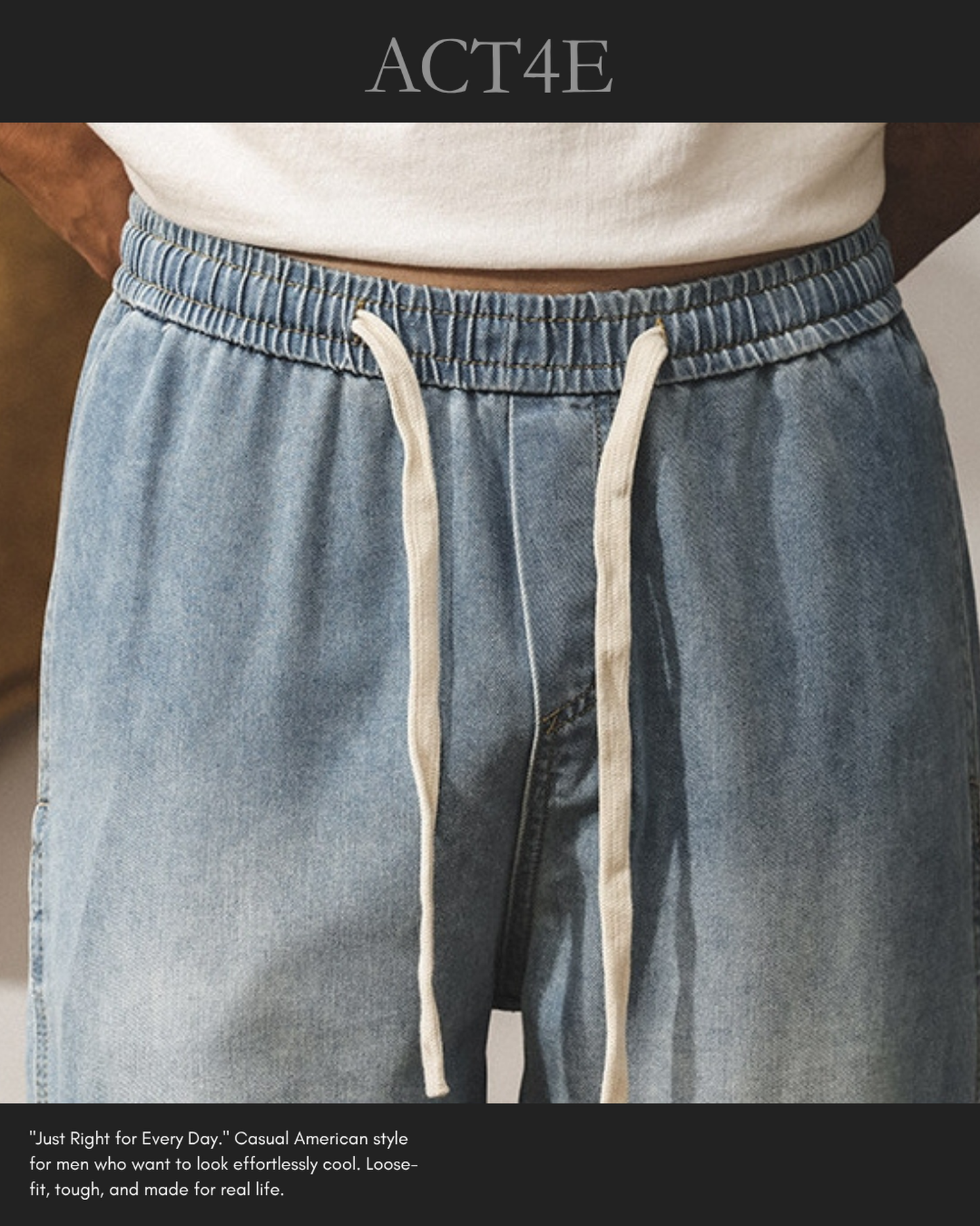 loose drawstring jogger denim pants 2color 【ACT0184】