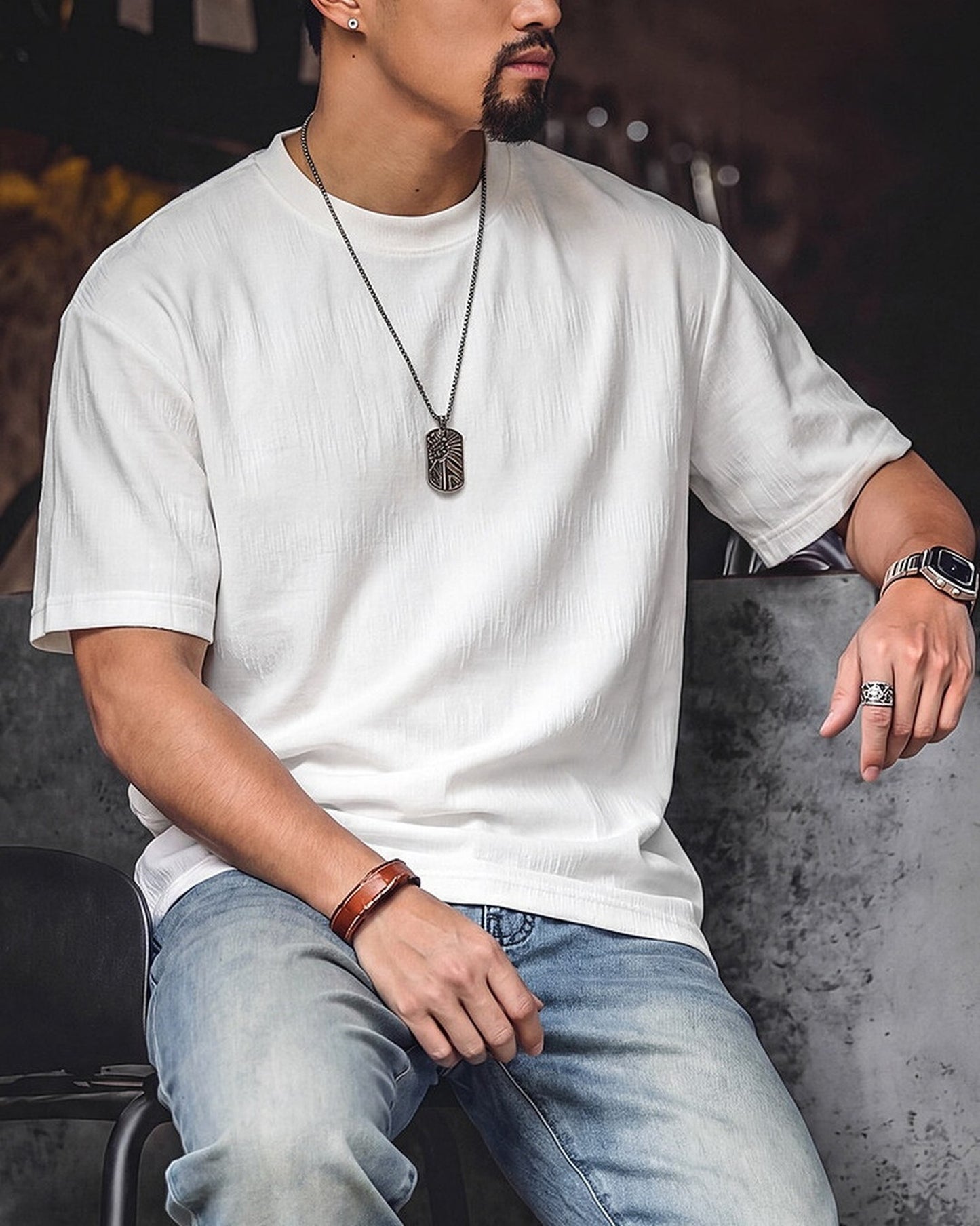 Casual Relaxed Textured Waffle T-Shirt 2color 【ACT0109】