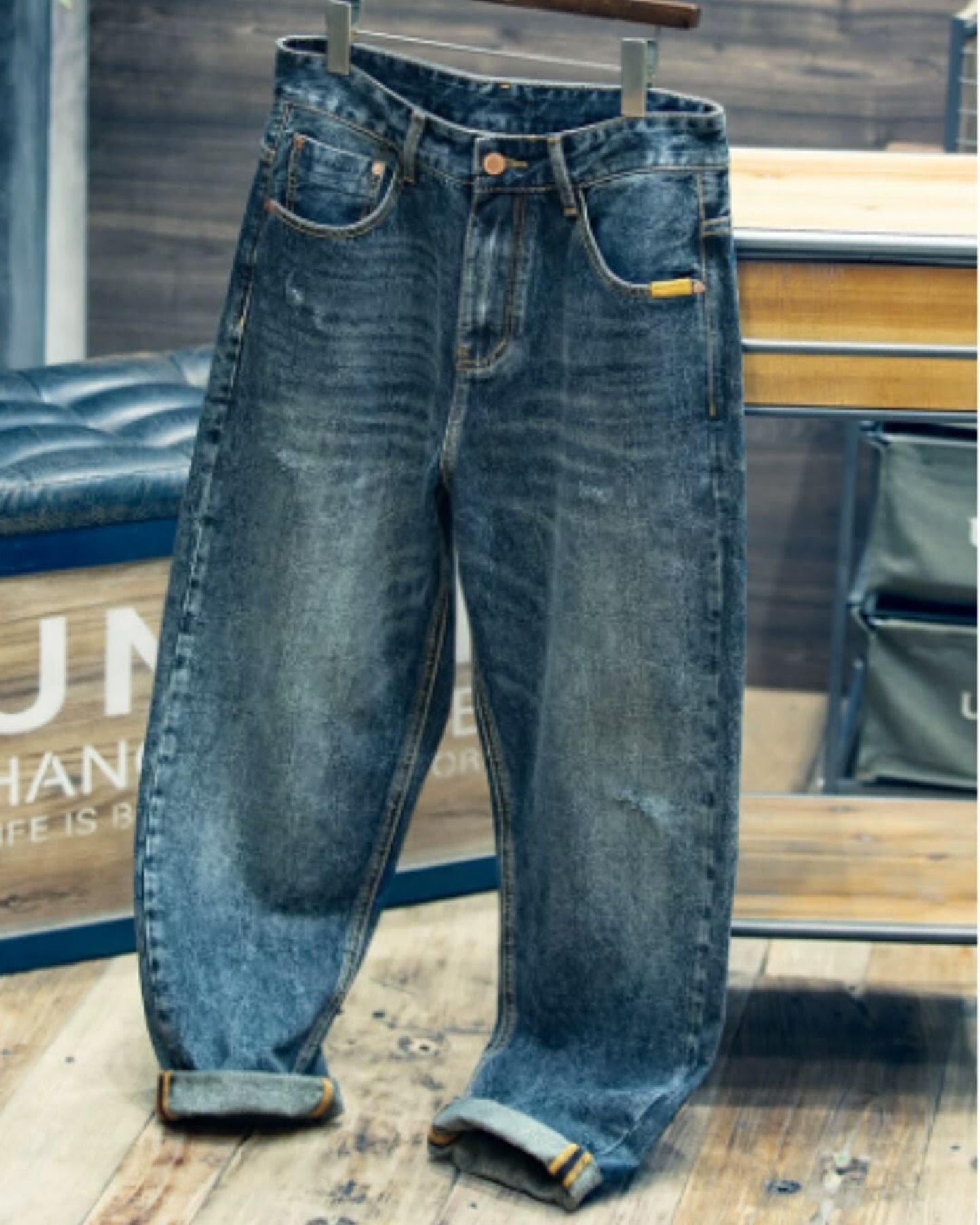 wide straight denim pants 【ACT0012】