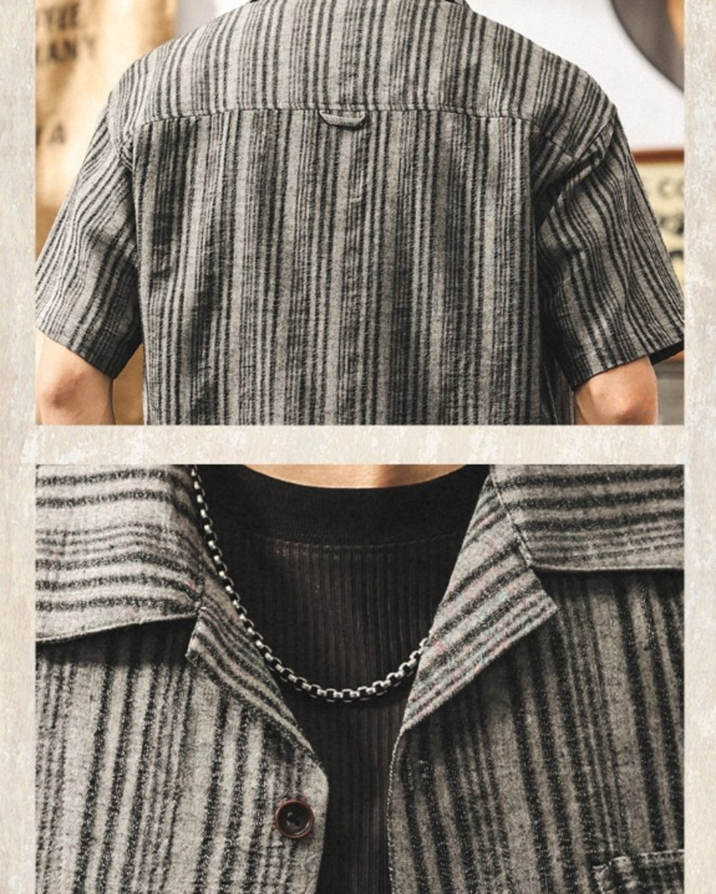 cuban collar linen loose short sleeve shirt 3color 【ACT0231】