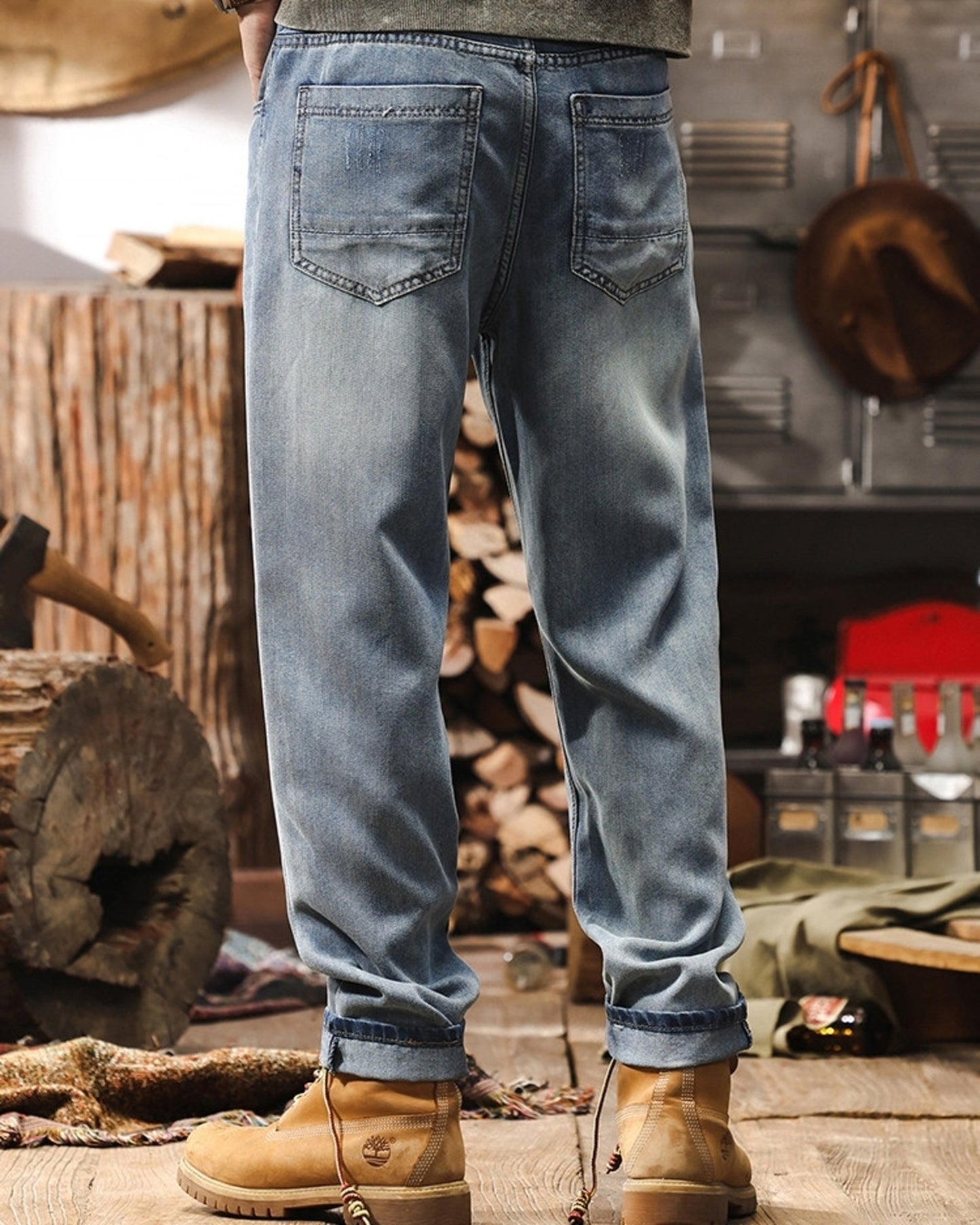 vintage tencel relaxed straight denim pants 2color 【ACT0180】
