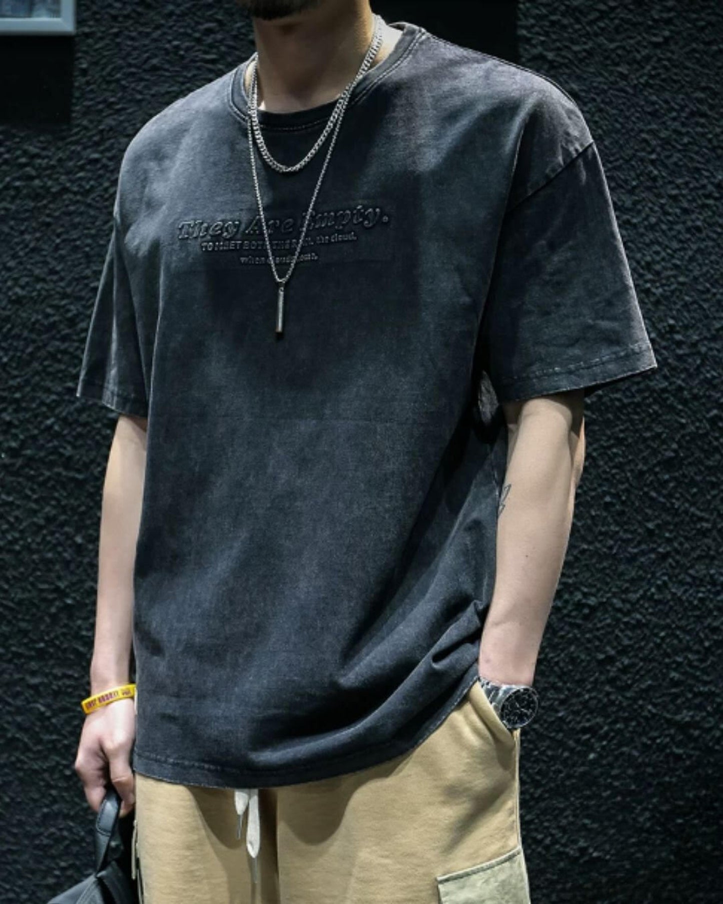 embroidered logo short sleeve oversized t-shirt 2color 【ACT0050】