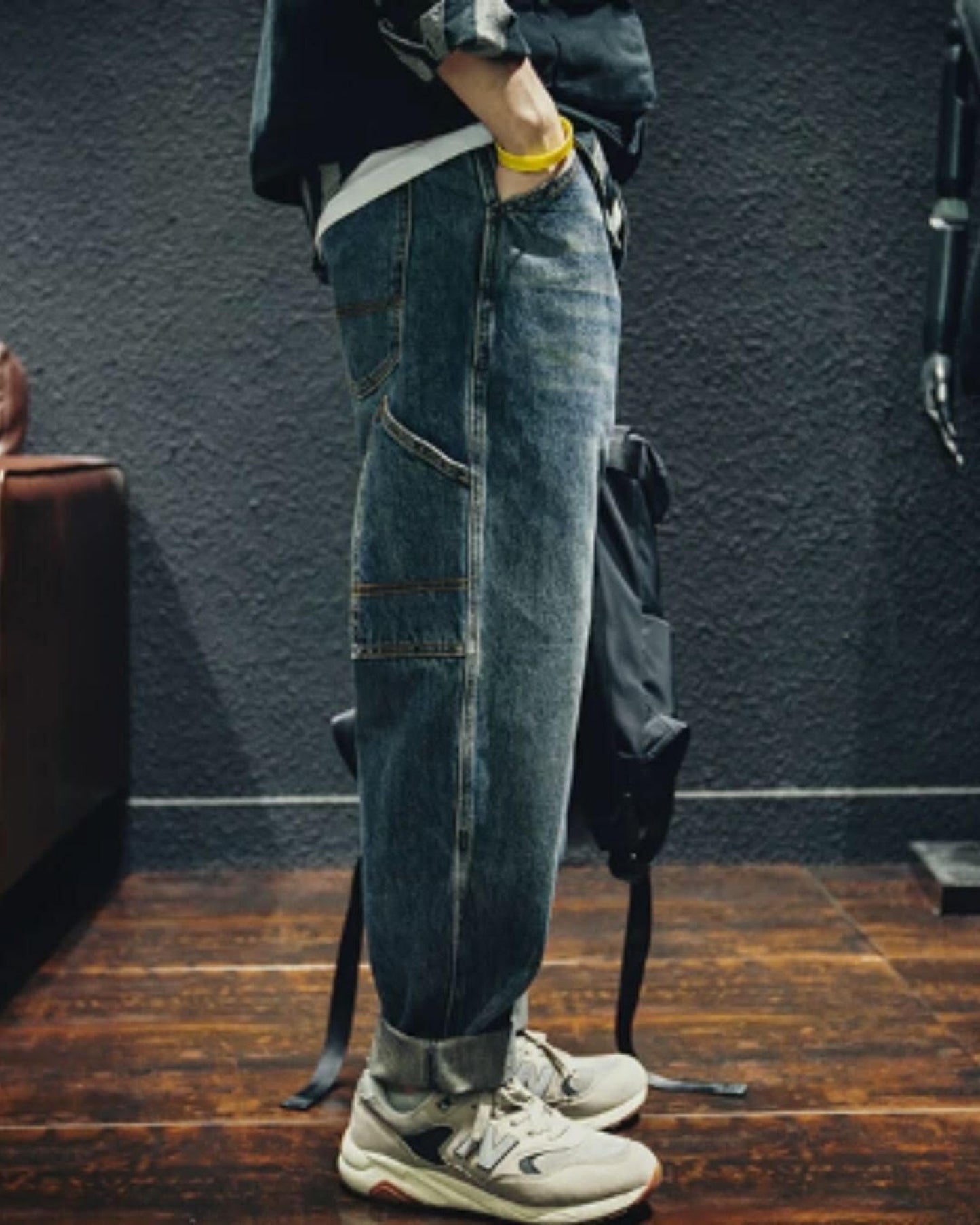 vintage processing tapered silhouette denim pants 【ACT0019】