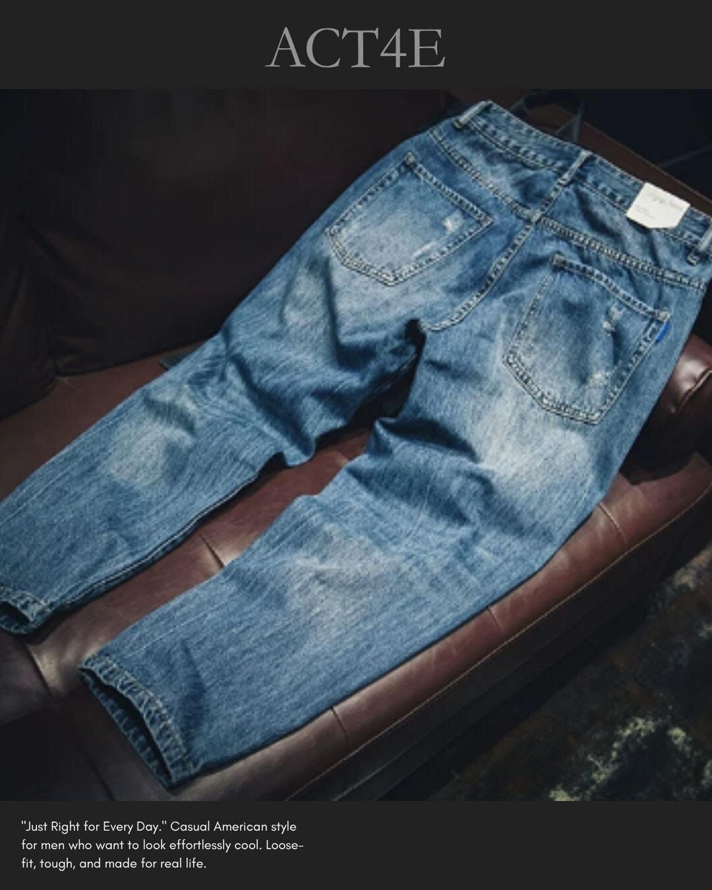 damage processed tapered denim pants 【ACT0014】