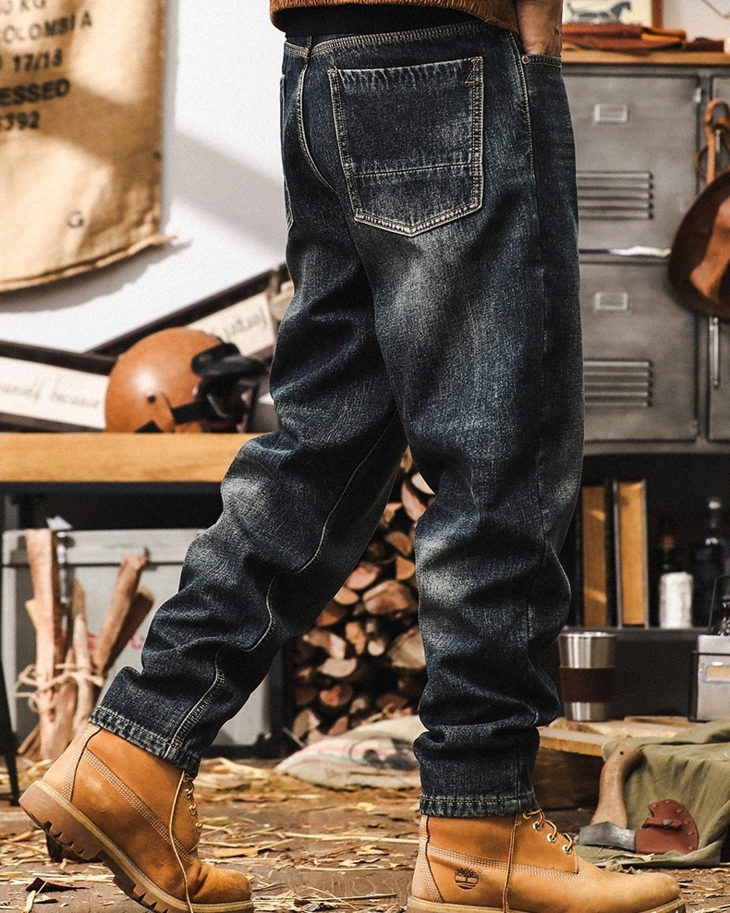 vintage classic wash straight denim pants 【ACT0218】