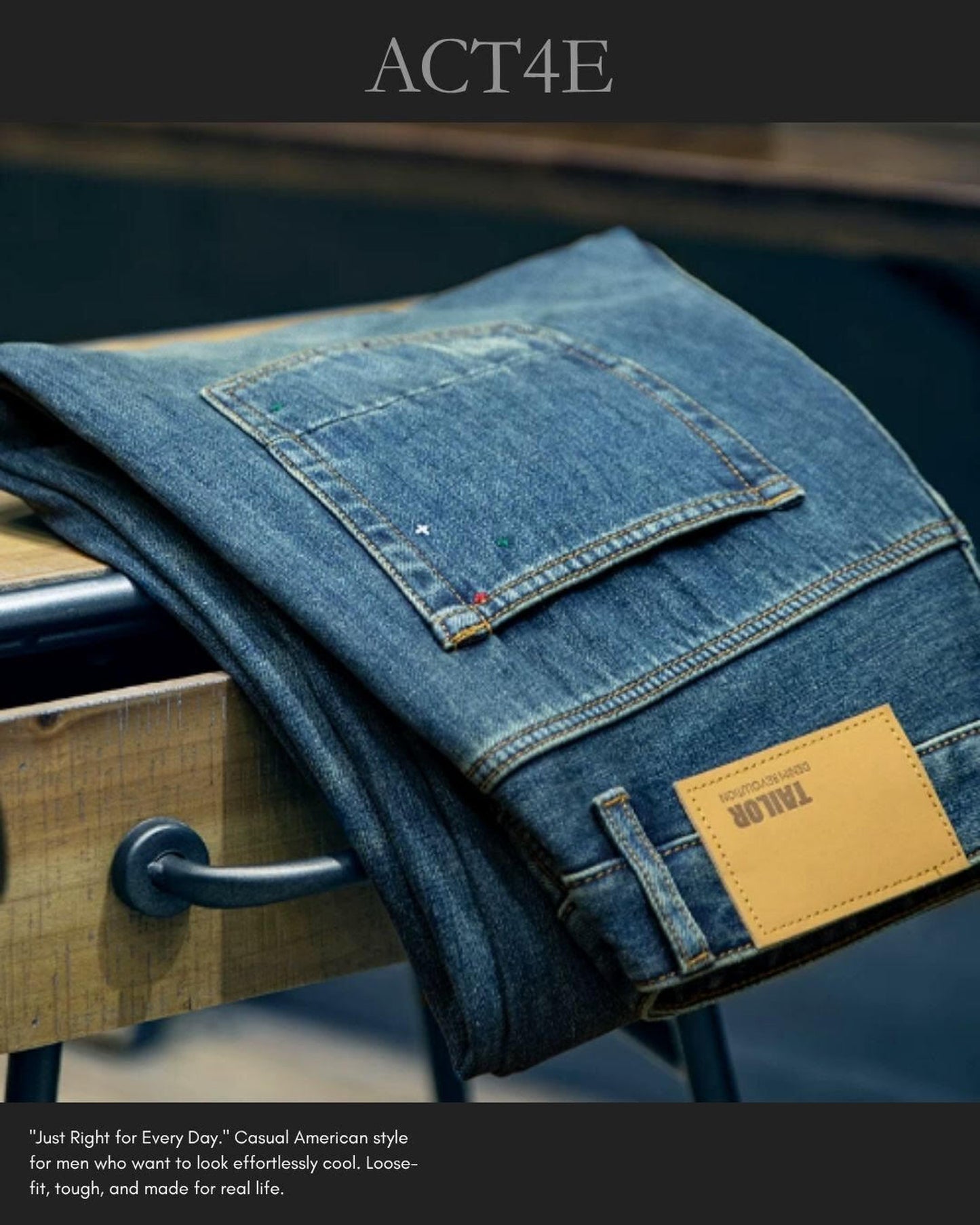 washed straight denim pants 【ACT0013】