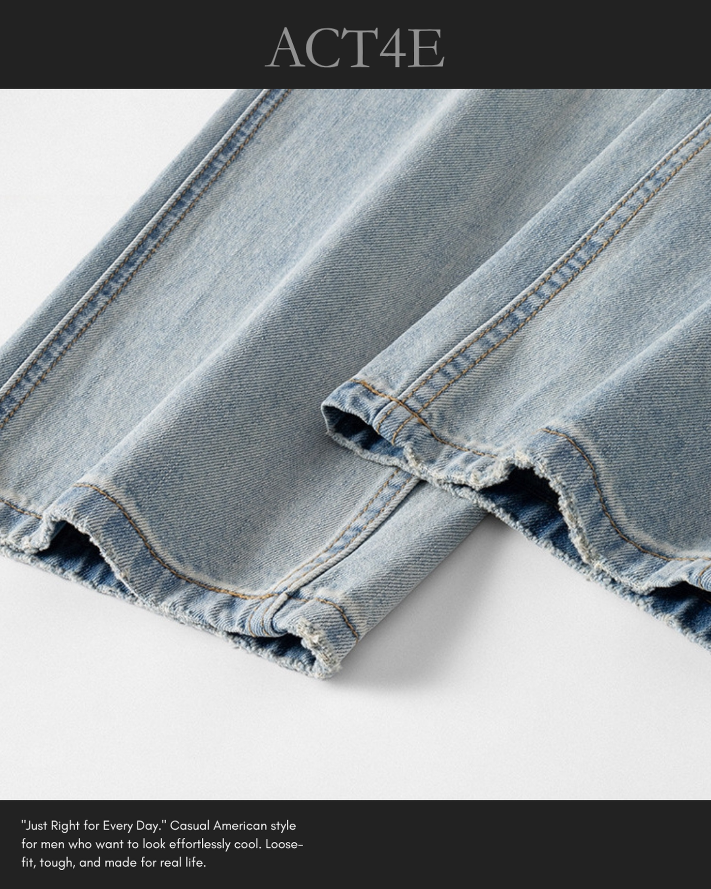 ice blue relaxed straight denim pants 【ACT0181】