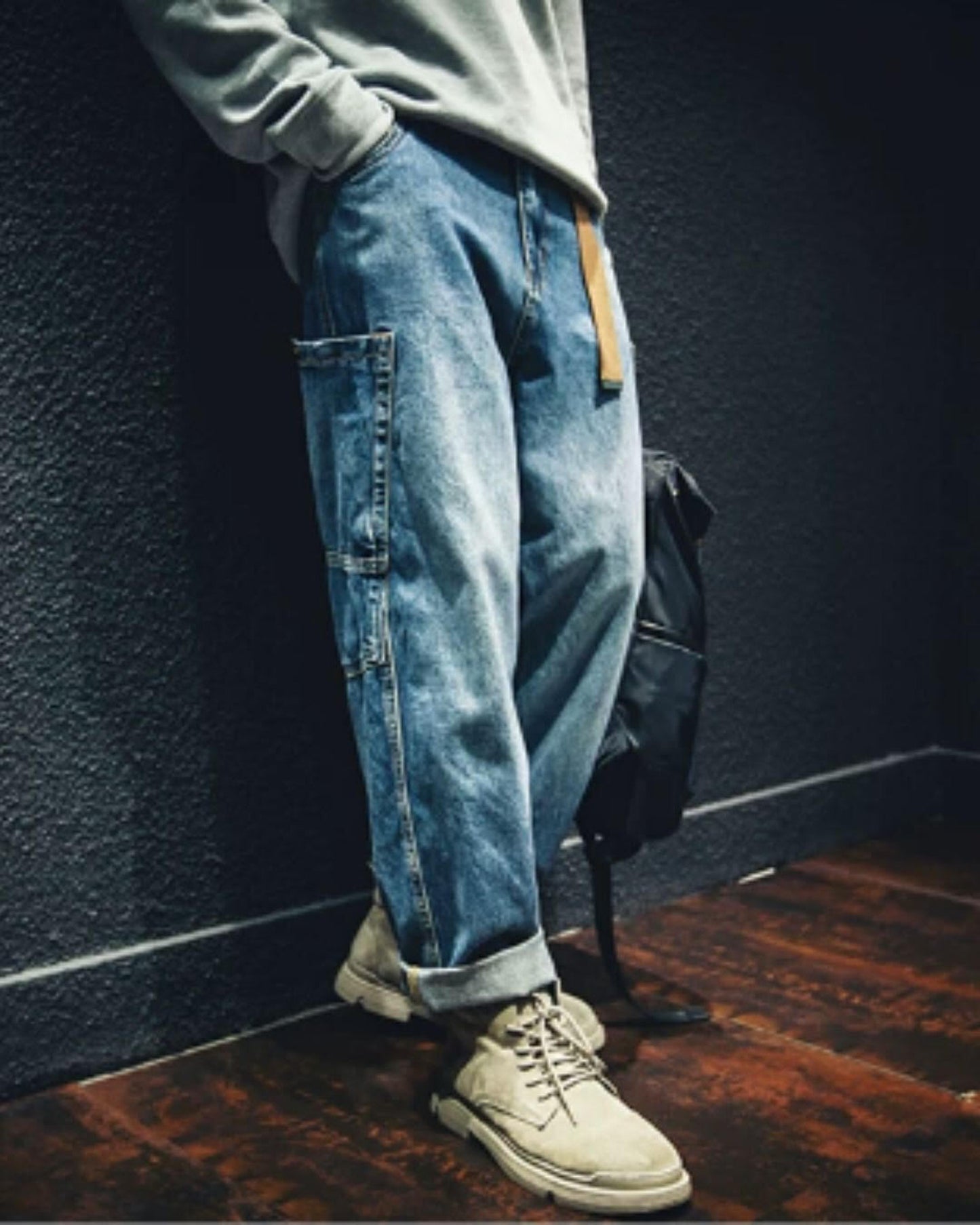 patch pocket wide denim pants 2color 【ACT0016】