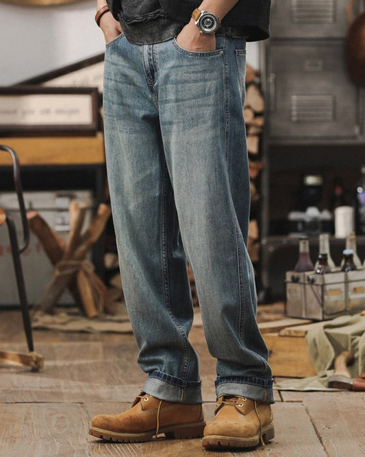 loose straight lyocell blend denim pants 【ACT0185】