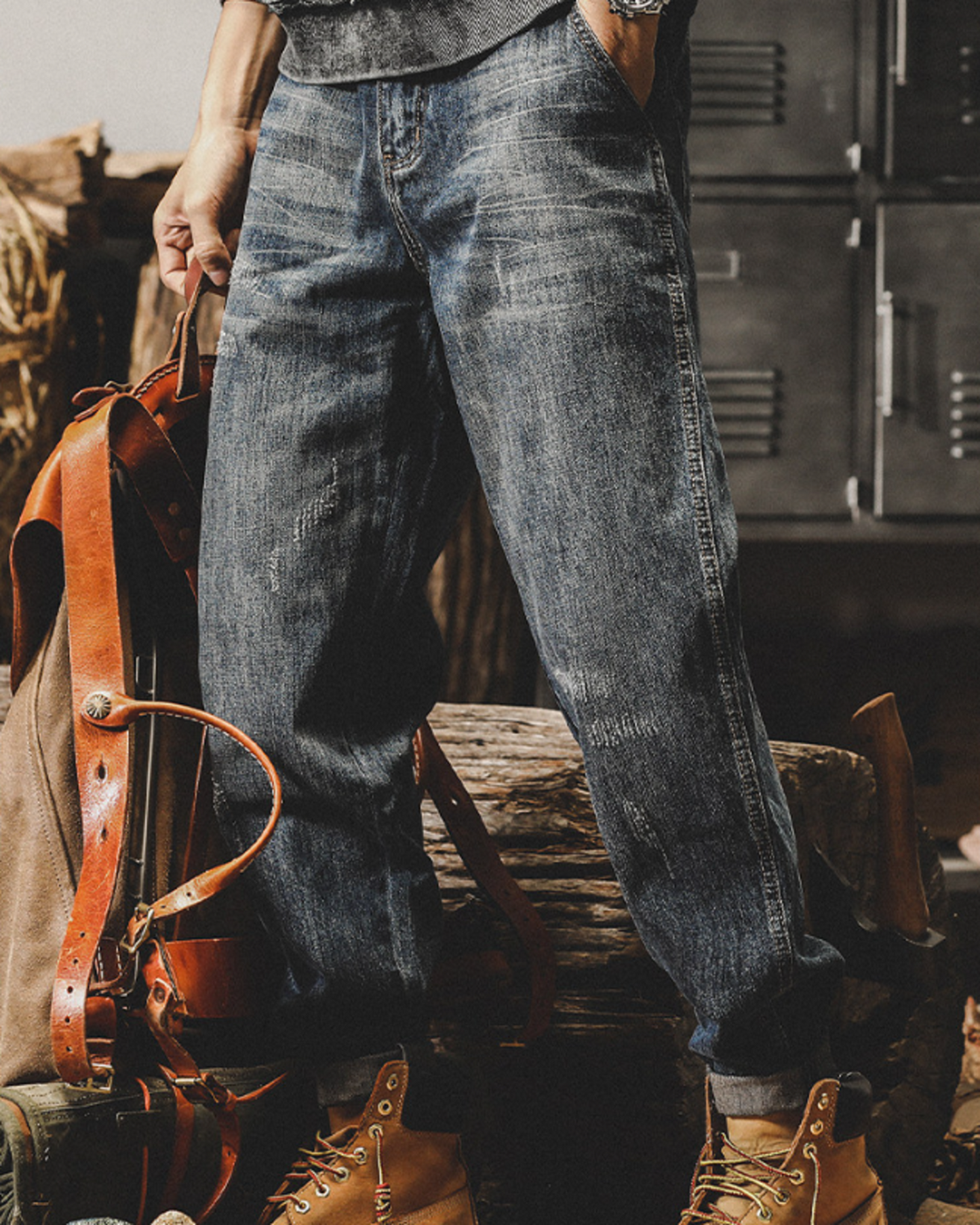 heavy weight tapered denim pants 【ACT0191】