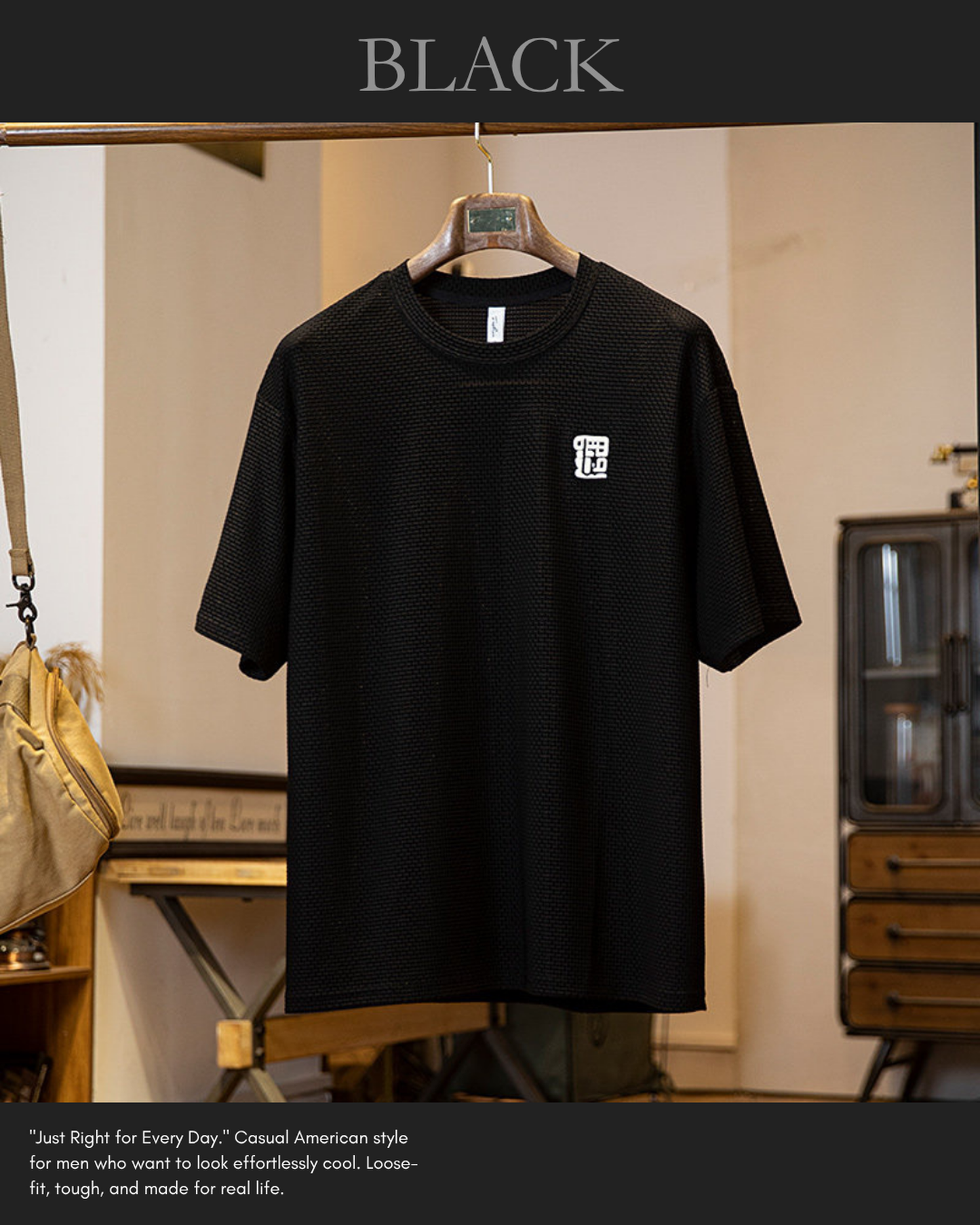 Waffle texture loose tee 3color 【ACT0058】