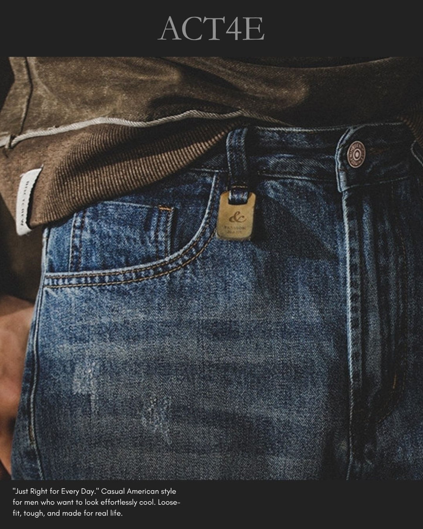distressed tapered denim pants 2color 【ACT0189】