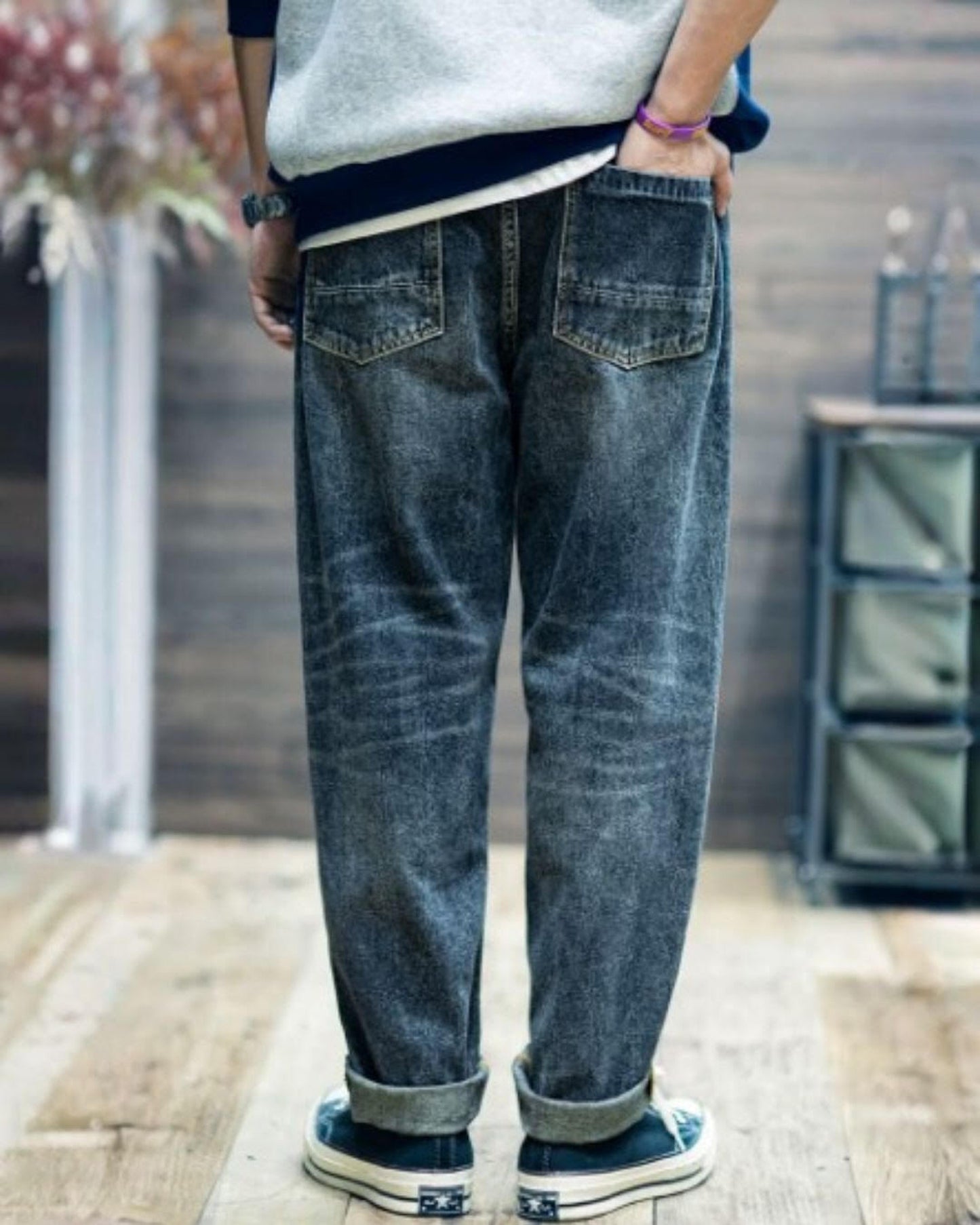 wide straight denim pants 【ACT0012】