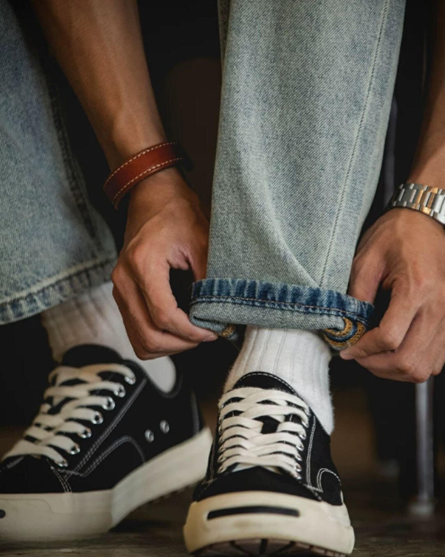damage straight denim pants 【ACT0018】