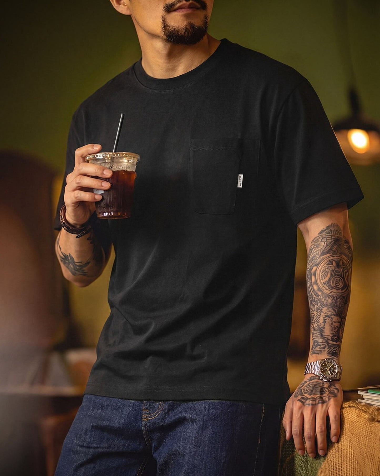 Relaxed Fit Heavyweight Cotton Pocket T-Shirt 2color 【ACT0110】